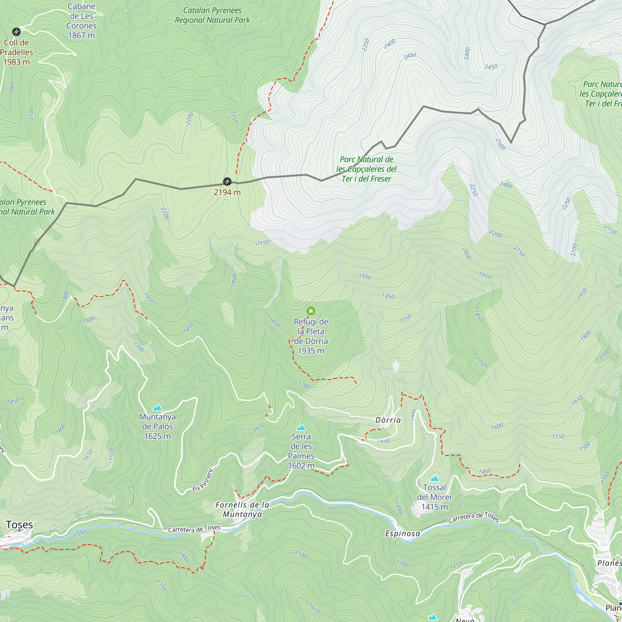 Refugi de la Pleta de Dòrria map