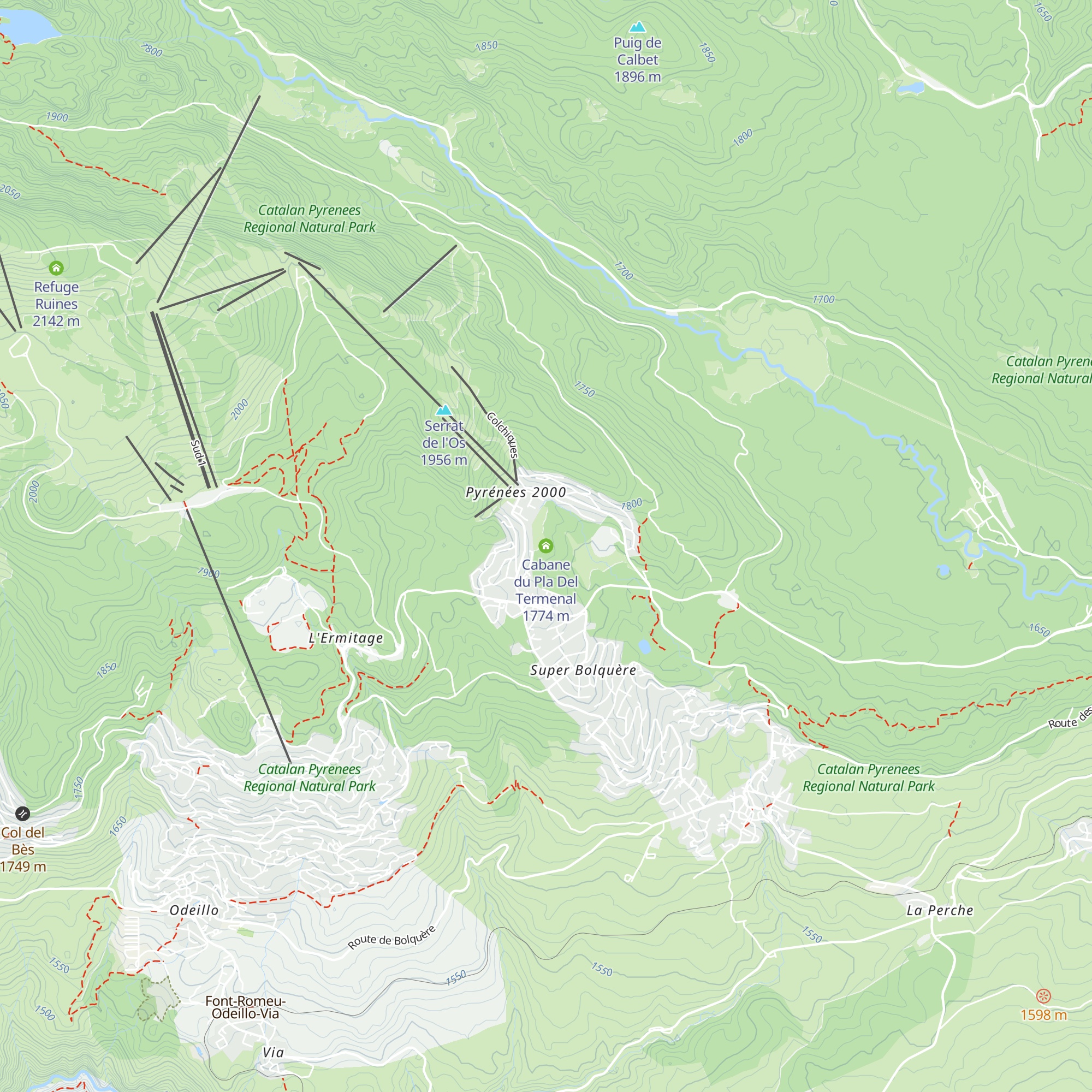 Cabane du Pla Del Termenal map