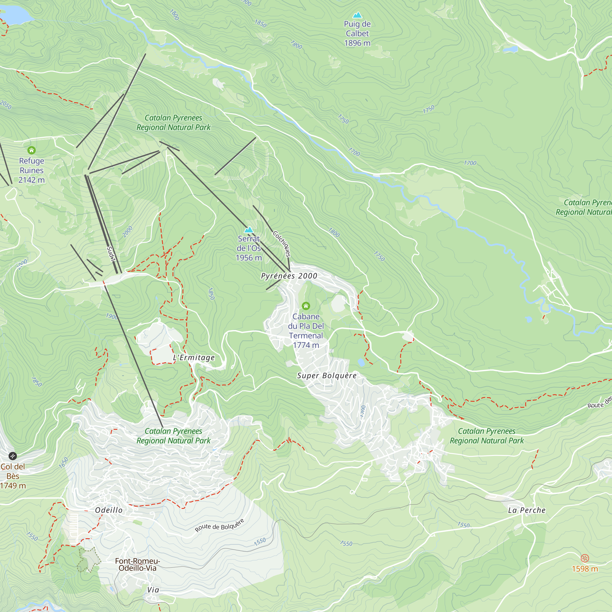 Cabane du Pla Del Termenal map