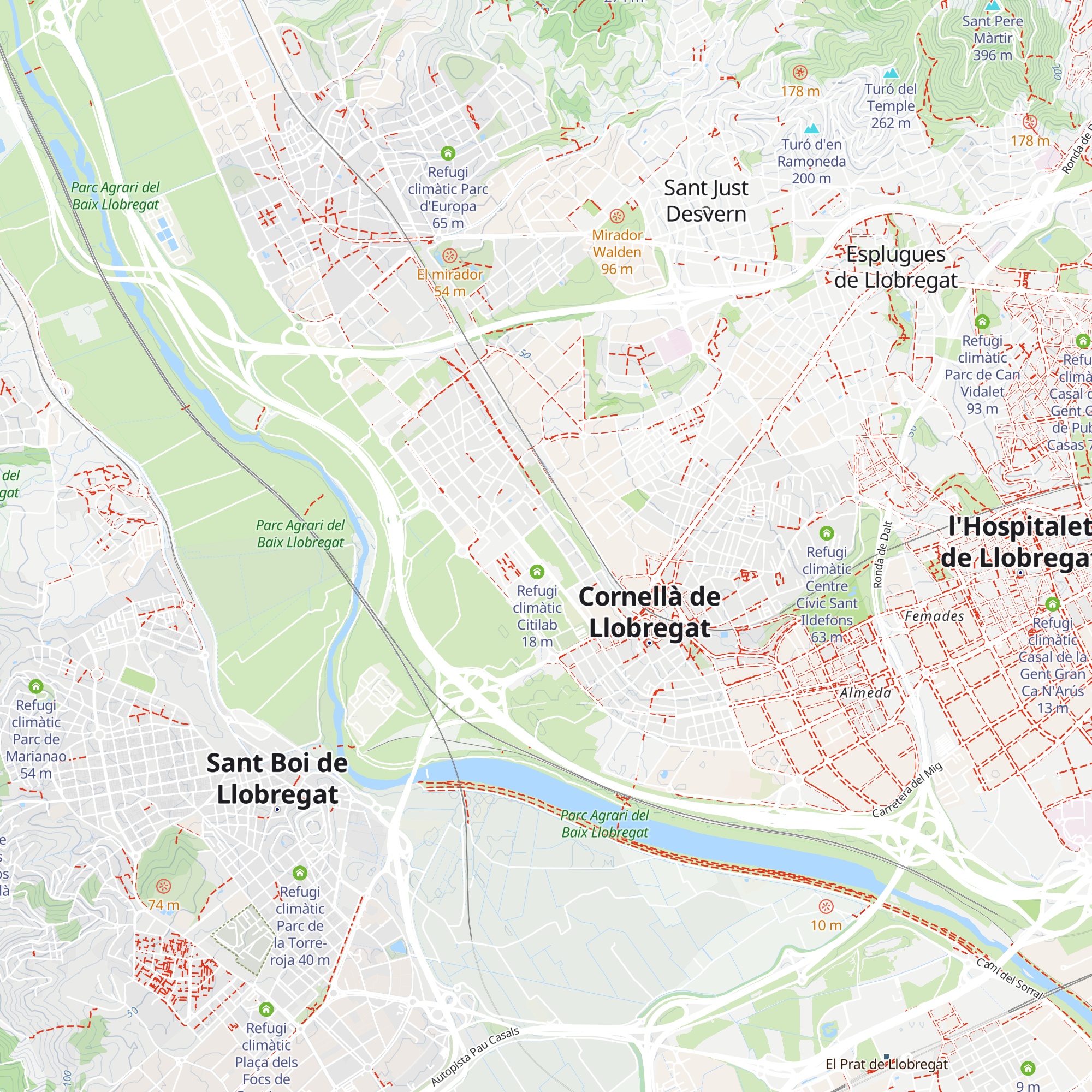 Refugi climàtic Parc del Canal de la Infanta map