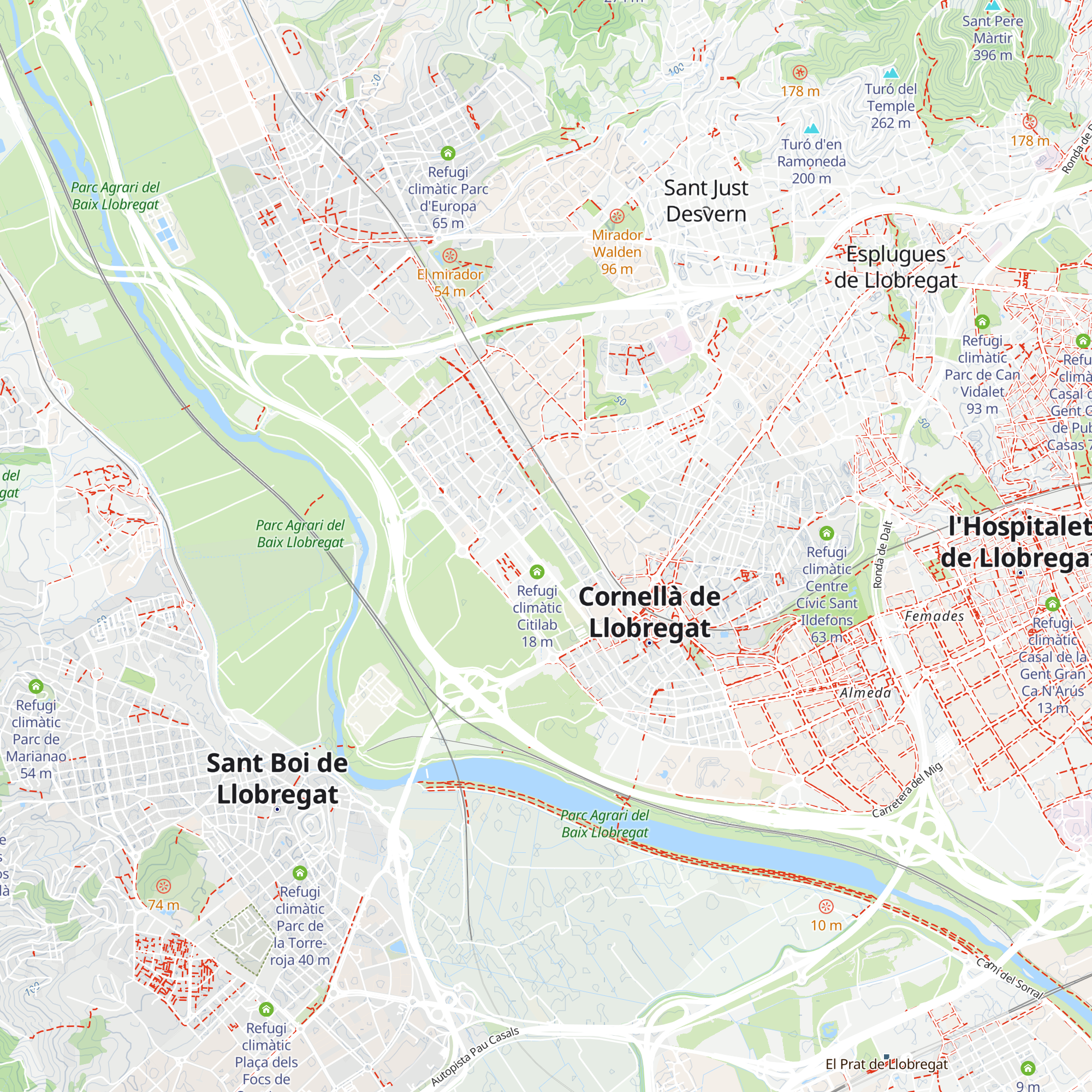 Refugi climàtic Parc del Canal de la Infanta map