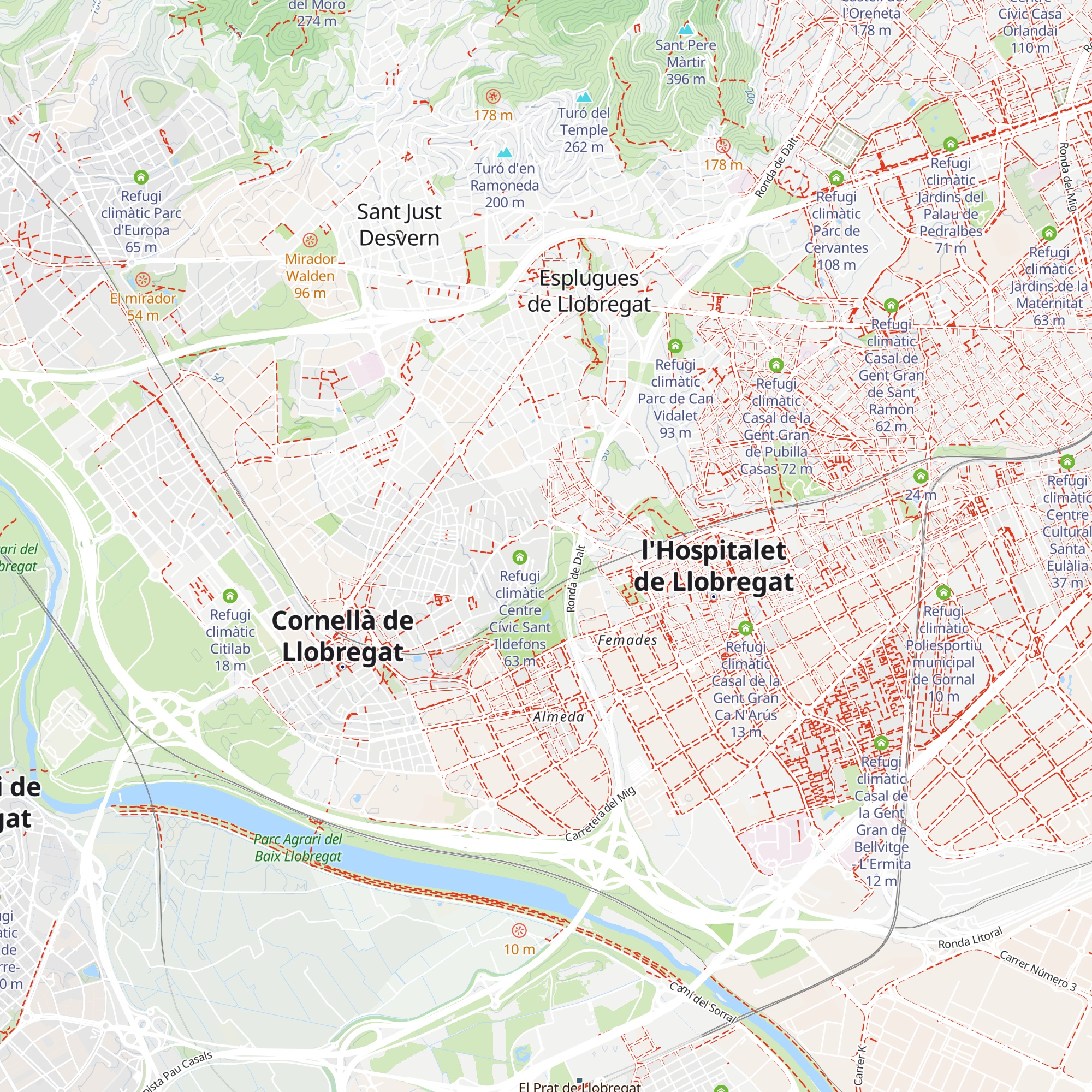 Refugi climàtic Biblioteca Sant Ildefons map