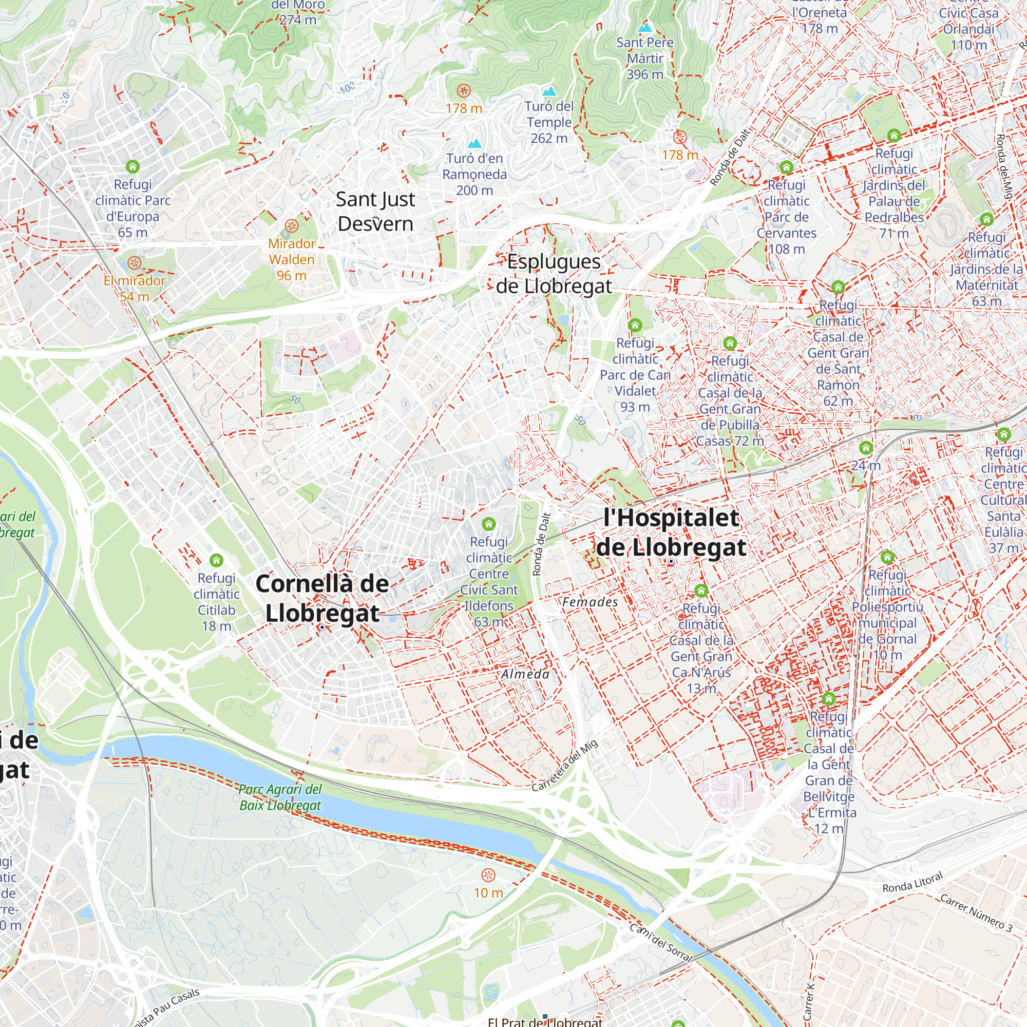 Refugi climàtic Biblioteca Sant Ildefons map