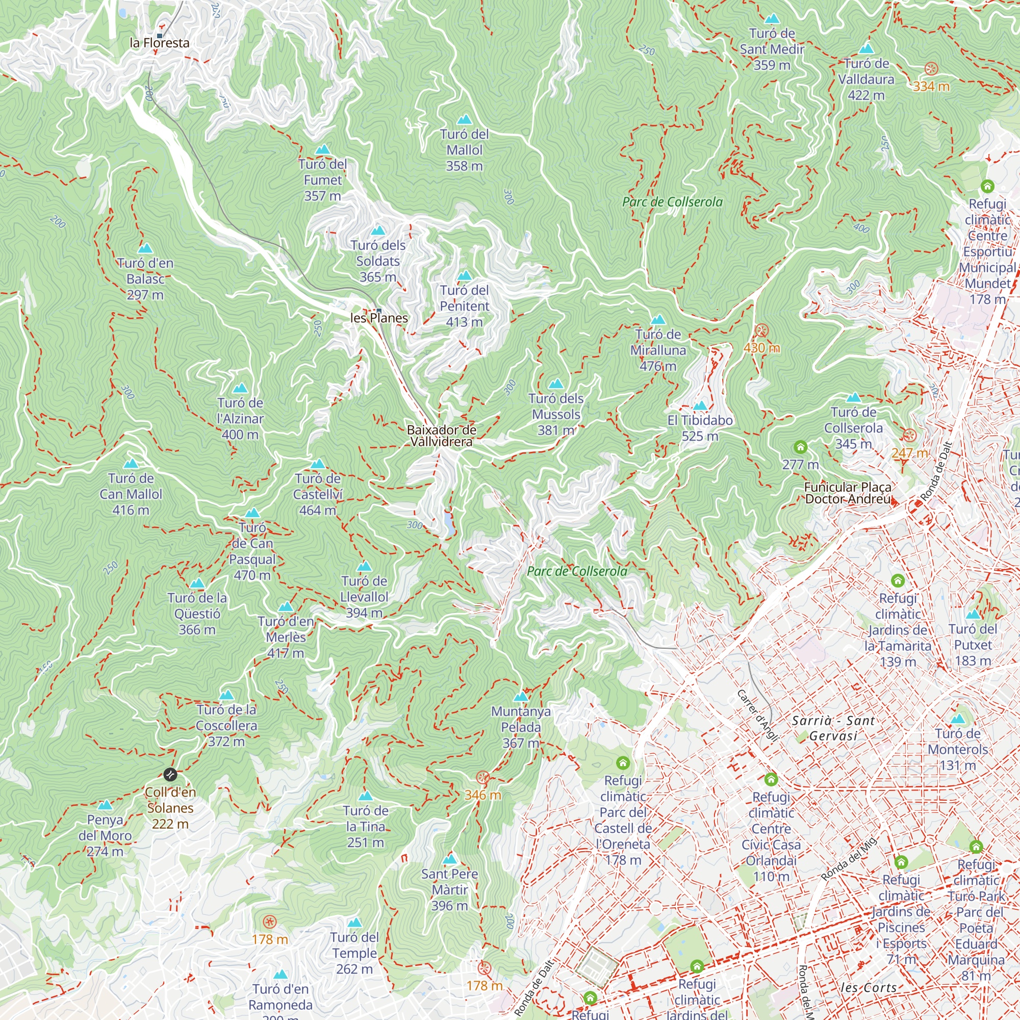 Refugi climàtic Biblioteca Collserola-Josep Miracle map