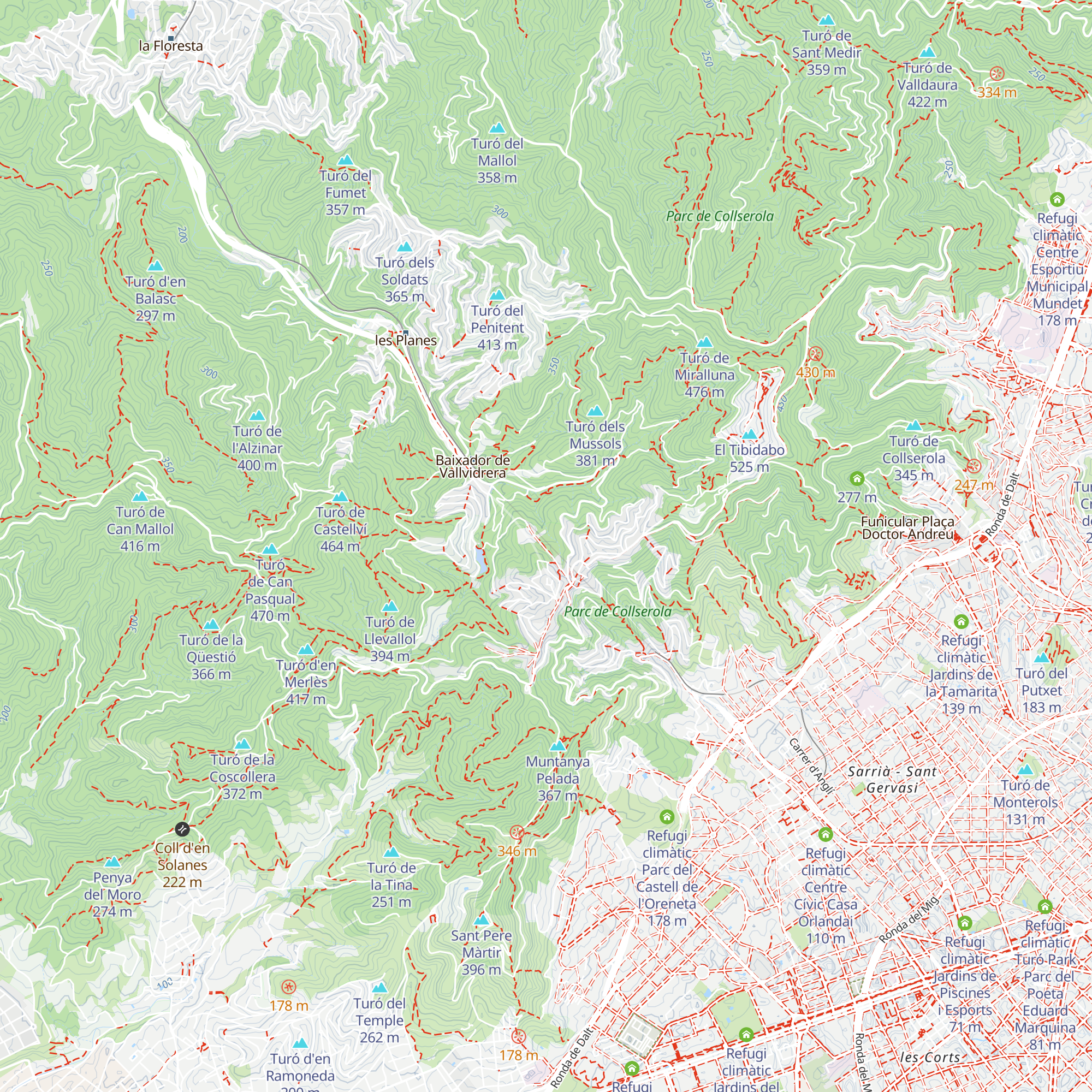 Refugi climàtic Biblioteca Collserola-Josep Miracle map