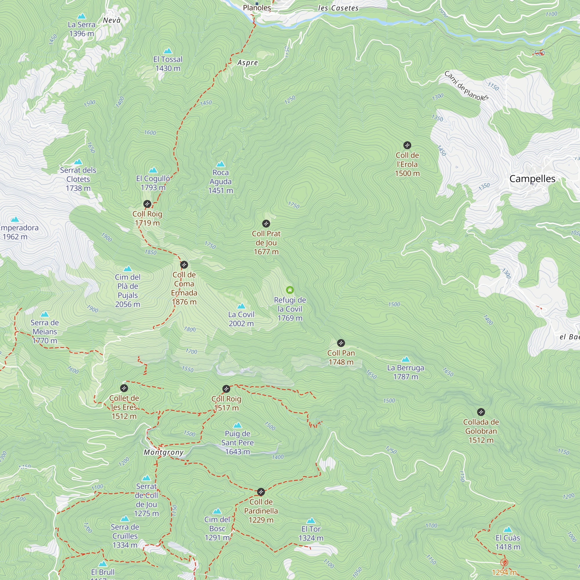 Refugi de la Covil map