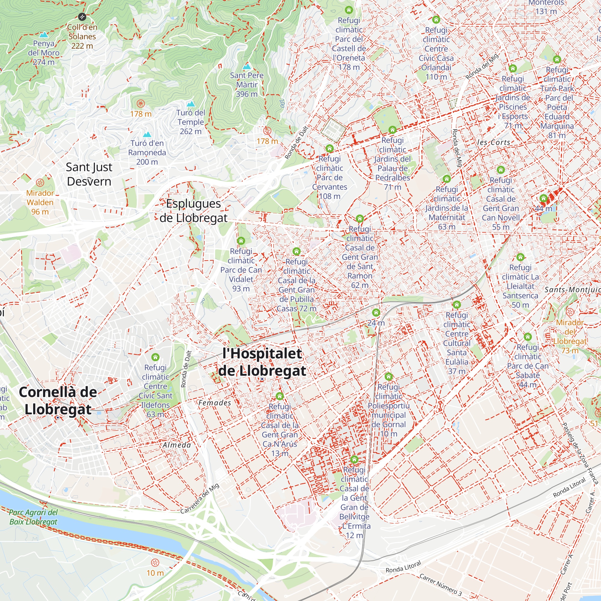 Refugi climàtic Parc Les Planes map