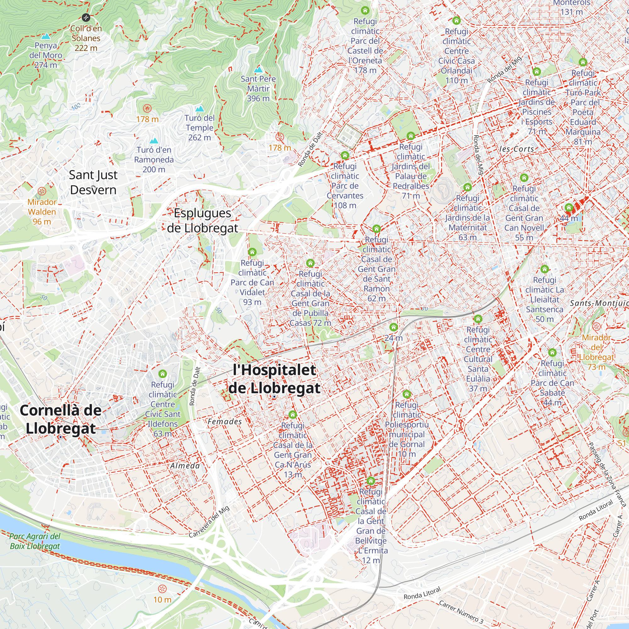 Refugi climàtic Parc Les Planes map