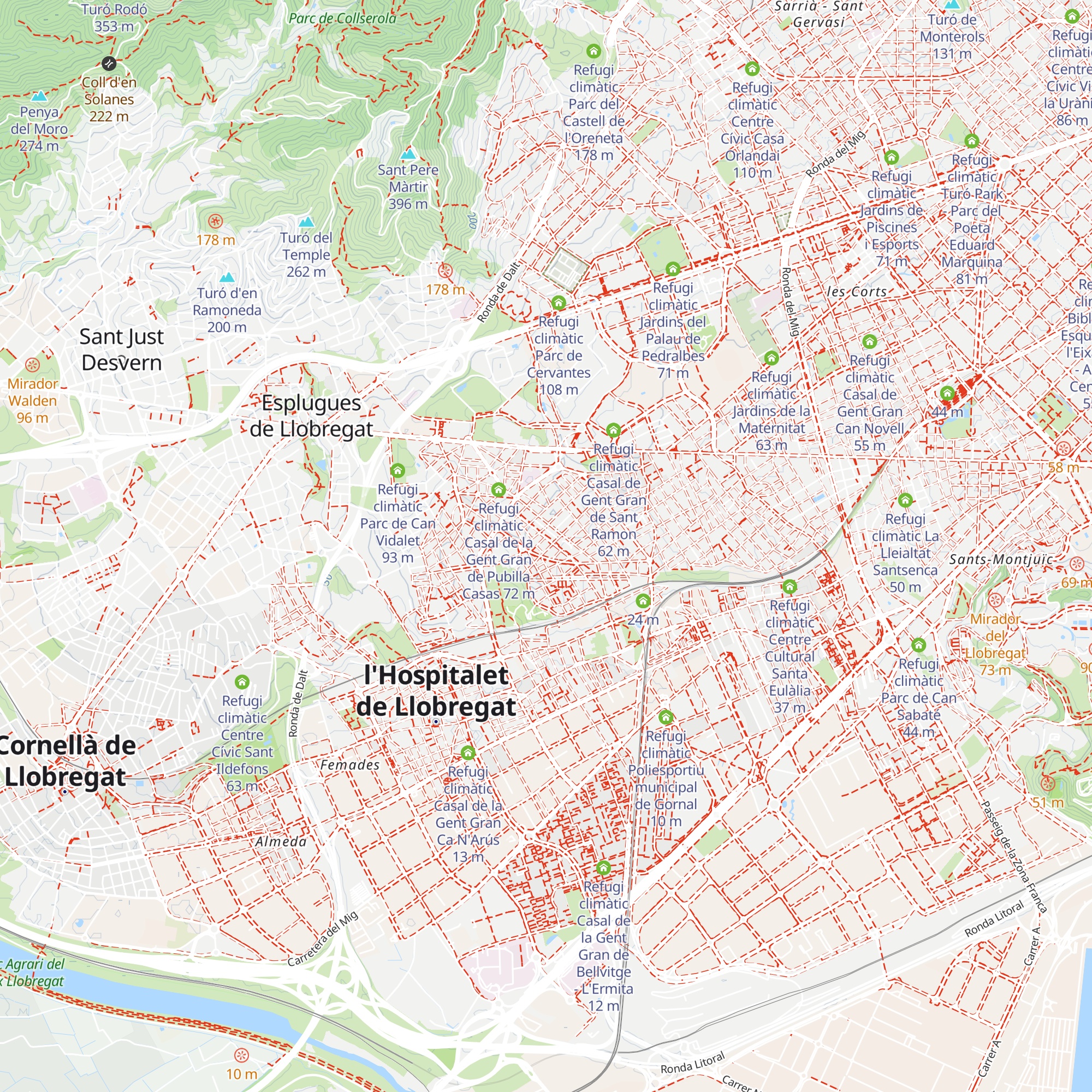 Refugi climàtic Mercat La Florida map