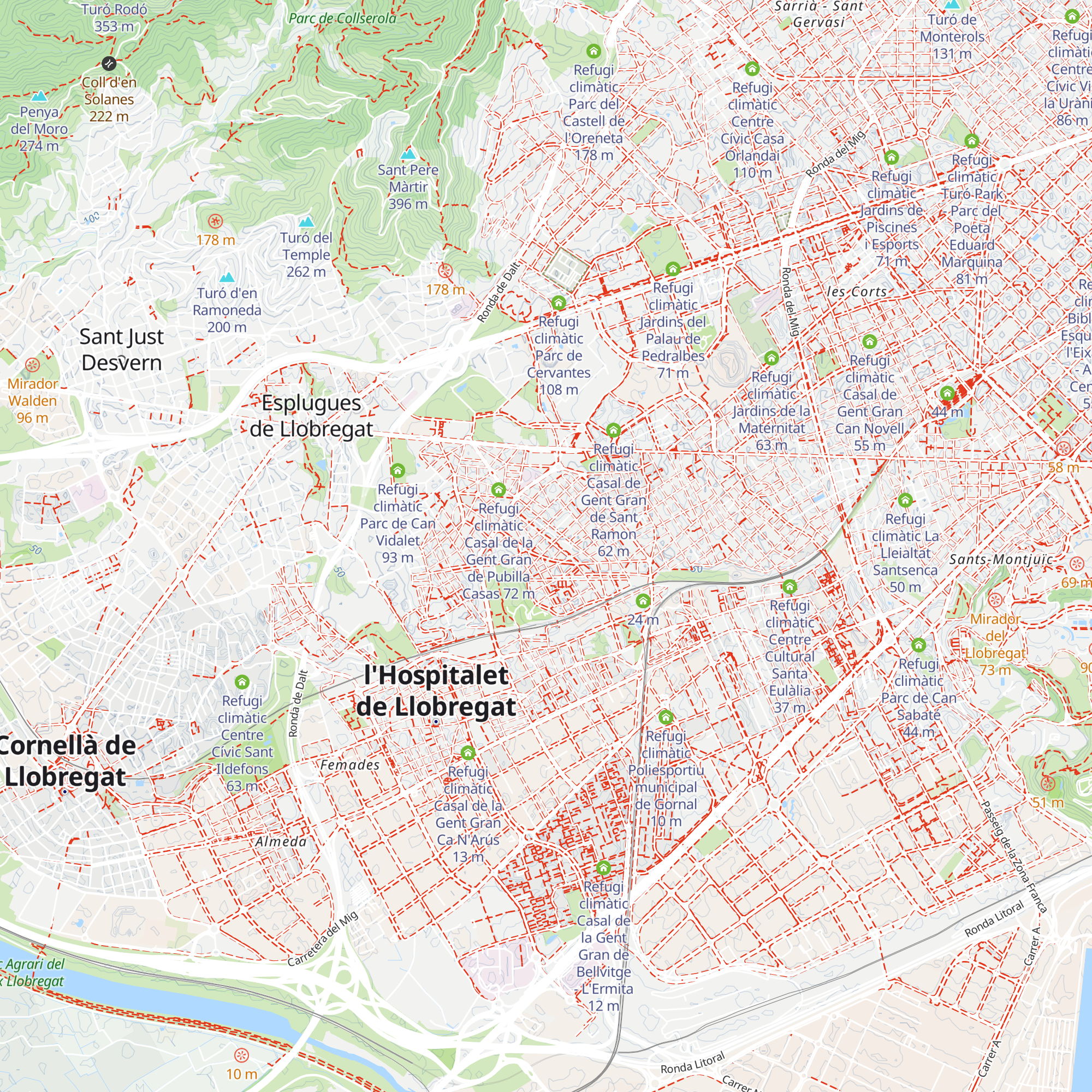 Refugi climàtic Mercat La Florida map