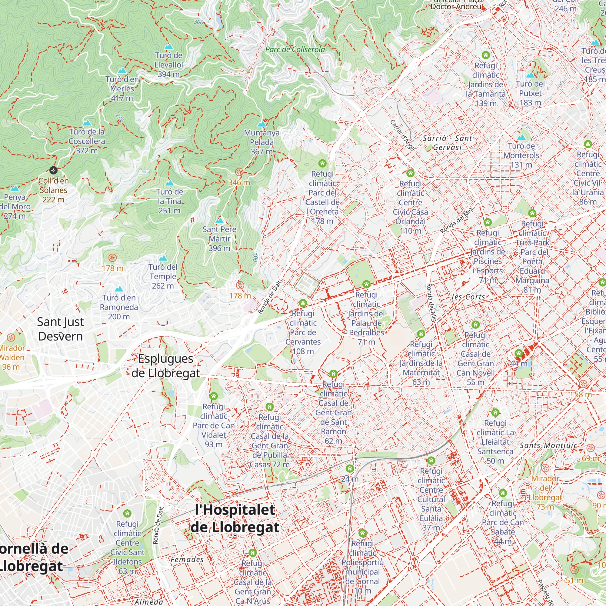 Refugi climàtic Parc de Cervantes map