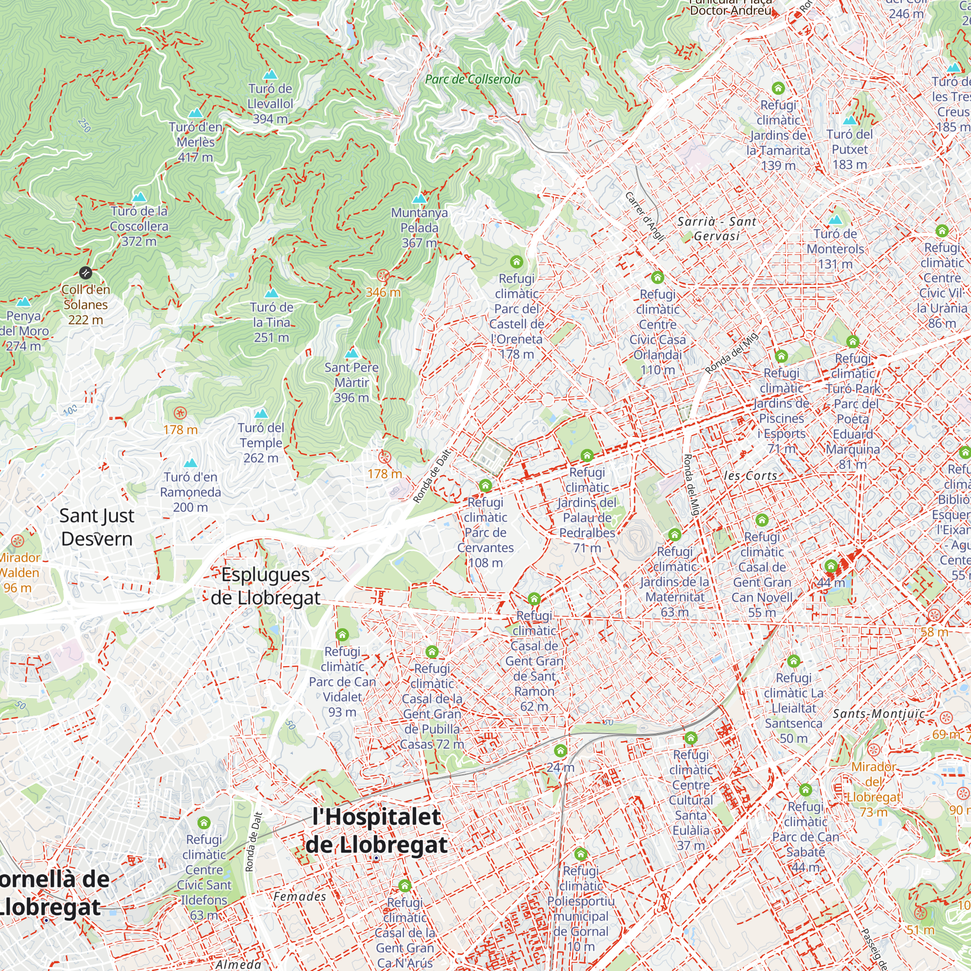 Refugi climàtic Parc de Cervantes map