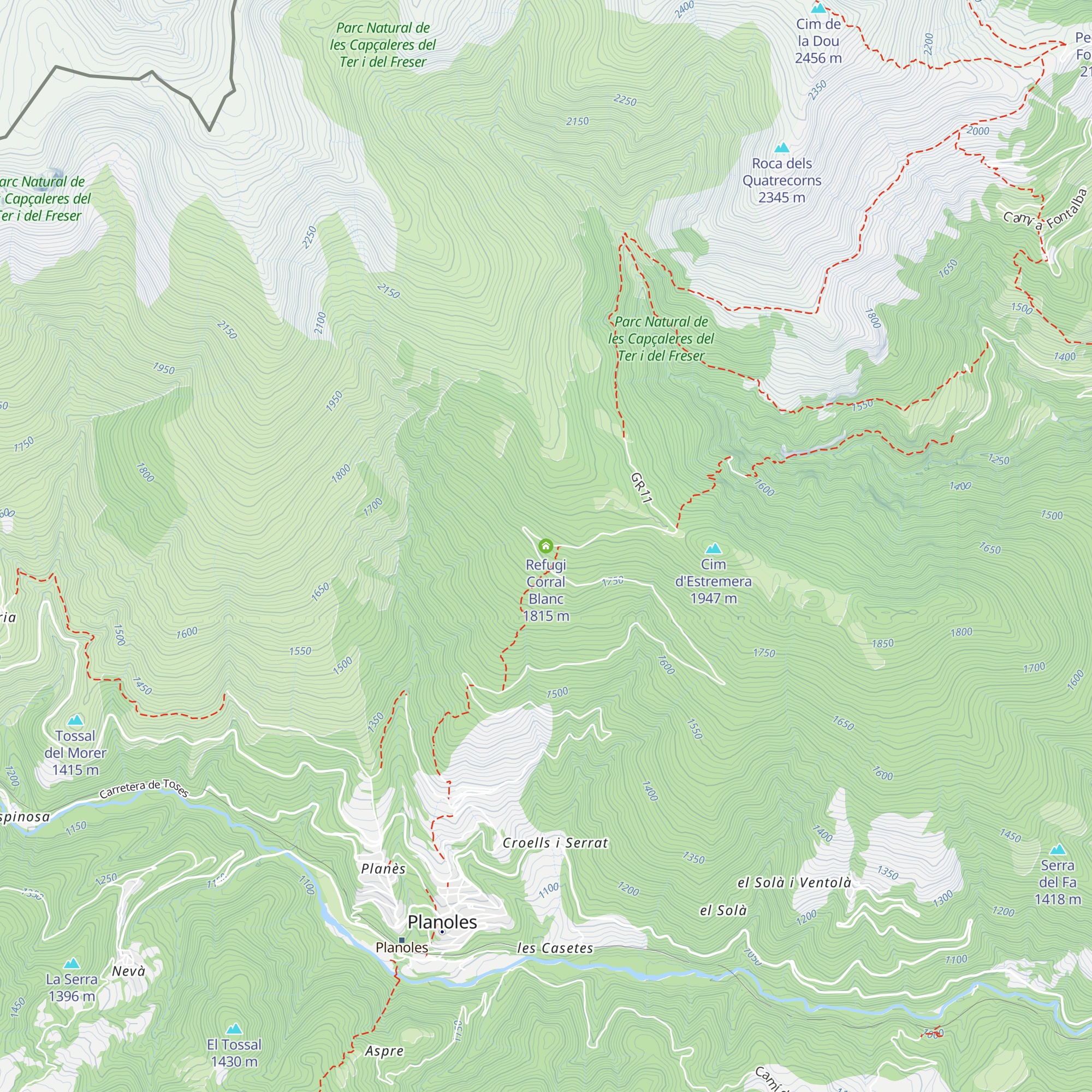 Refugi Corral Blanc map