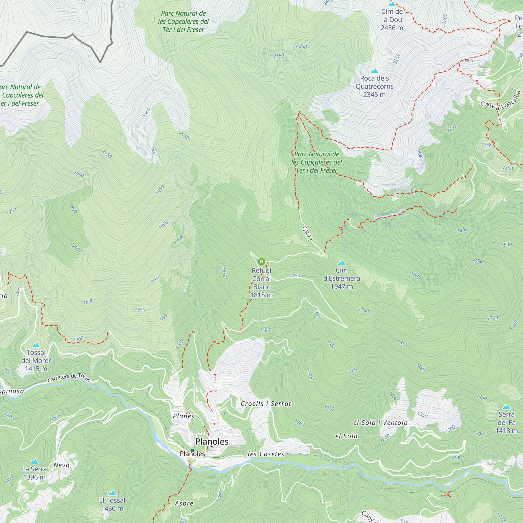 Refugi Corral Blanc map
