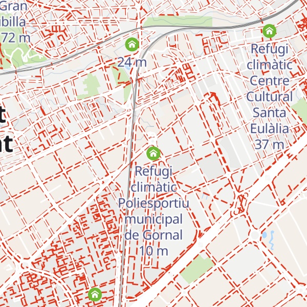 Map of Refugi climàtic Poliesportiu municipal de Gornal