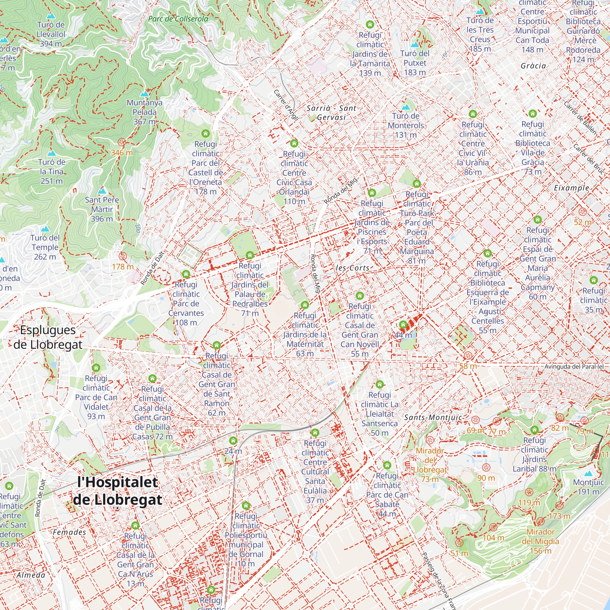 Refugi climàtic Jardins de la Maternitat map