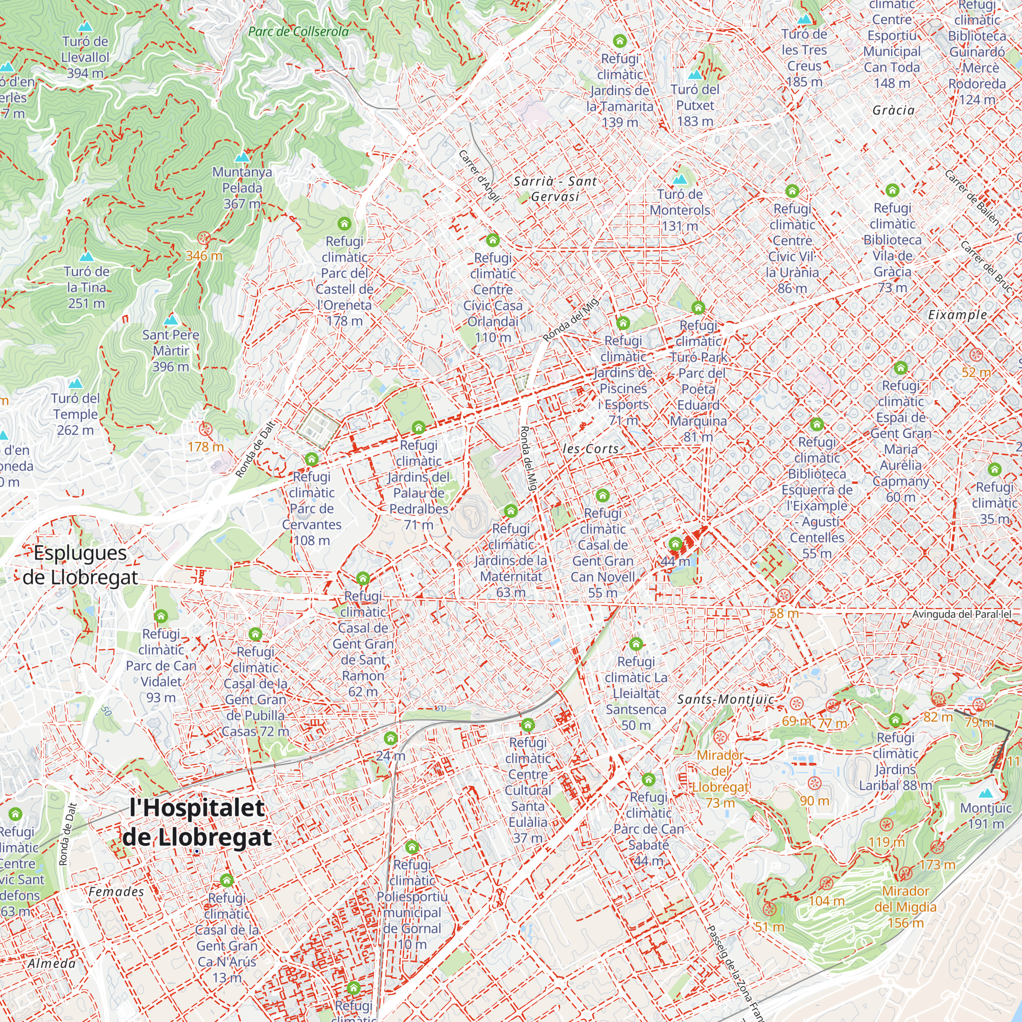 Refugi climàtic Jardins de la Maternitat map