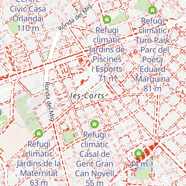 Map of Refugi climàtic Centre Esportiu Municipal Les Corts