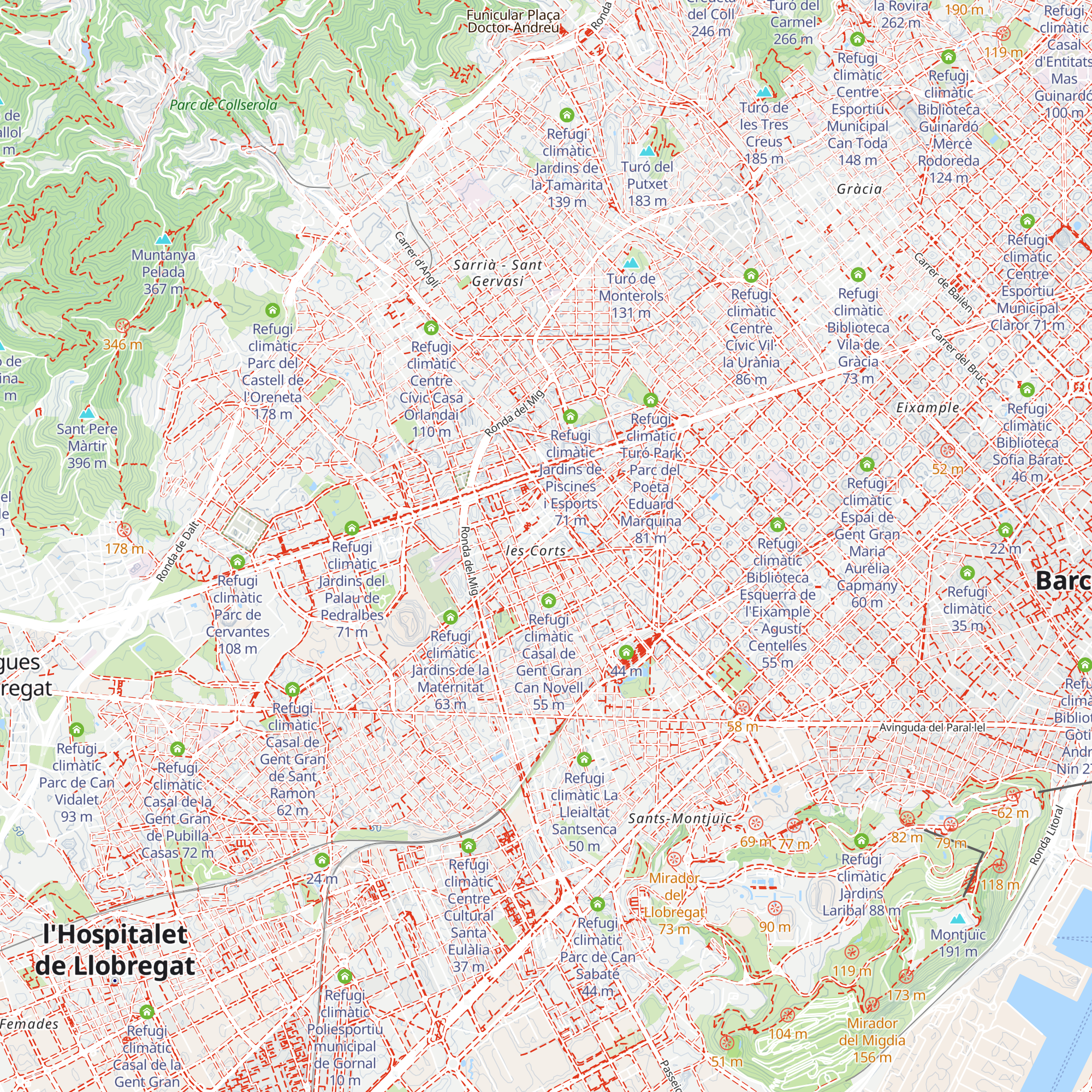 Refugi climàtic Centre Esportiu Municipal Les Corts map