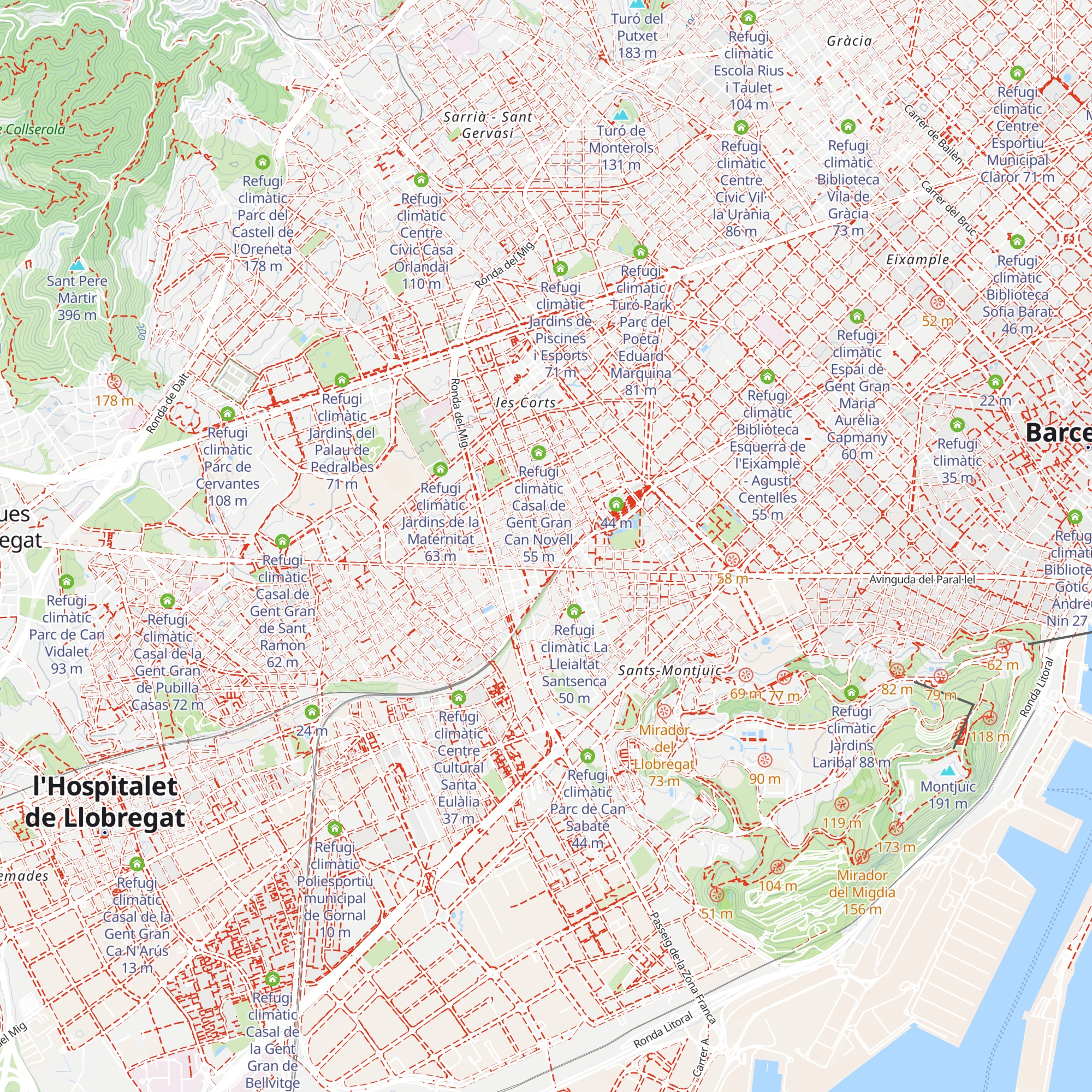 Refugi climàtic Biblioteca Vapor Vell map