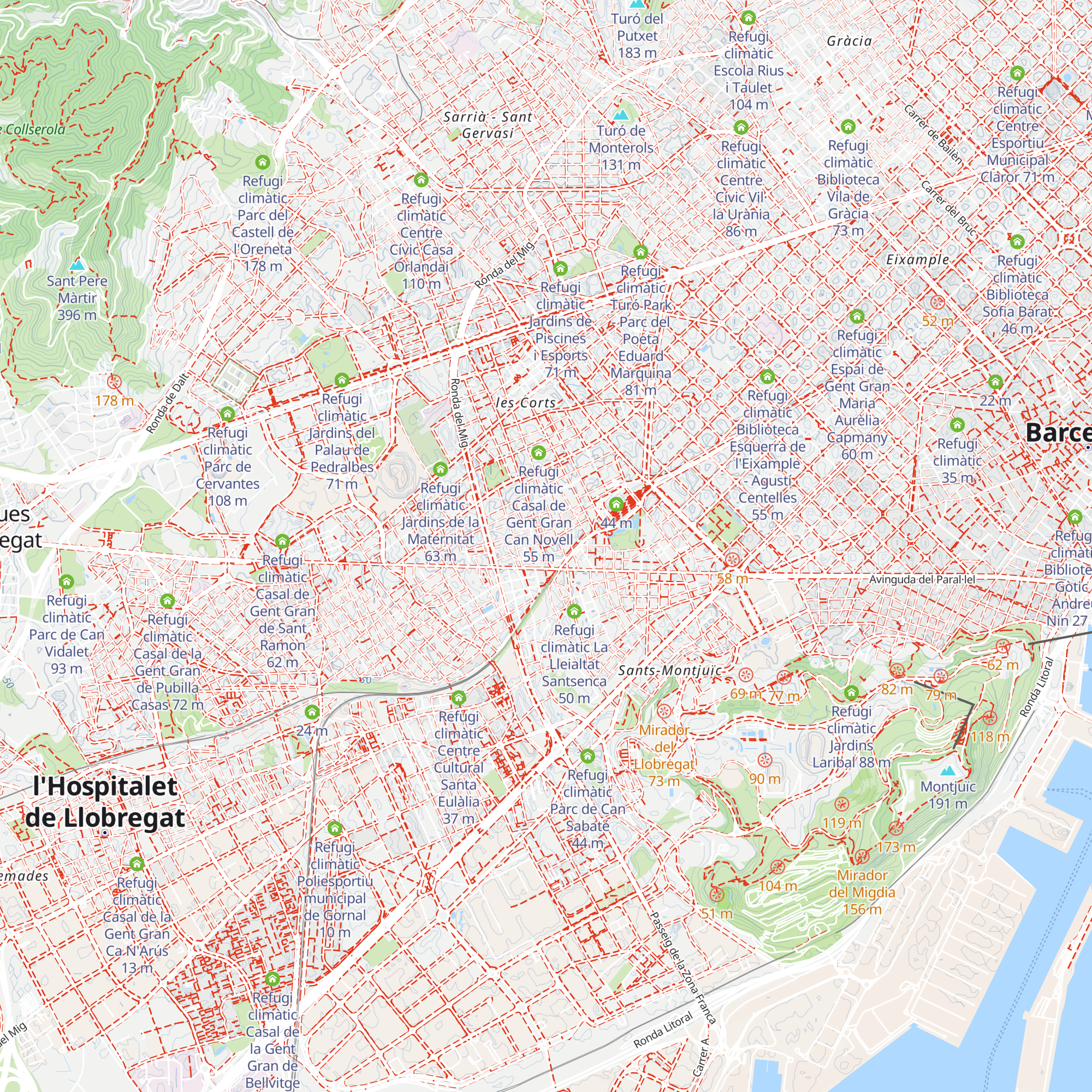 Refugi climàtic Biblioteca Vapor Vell map