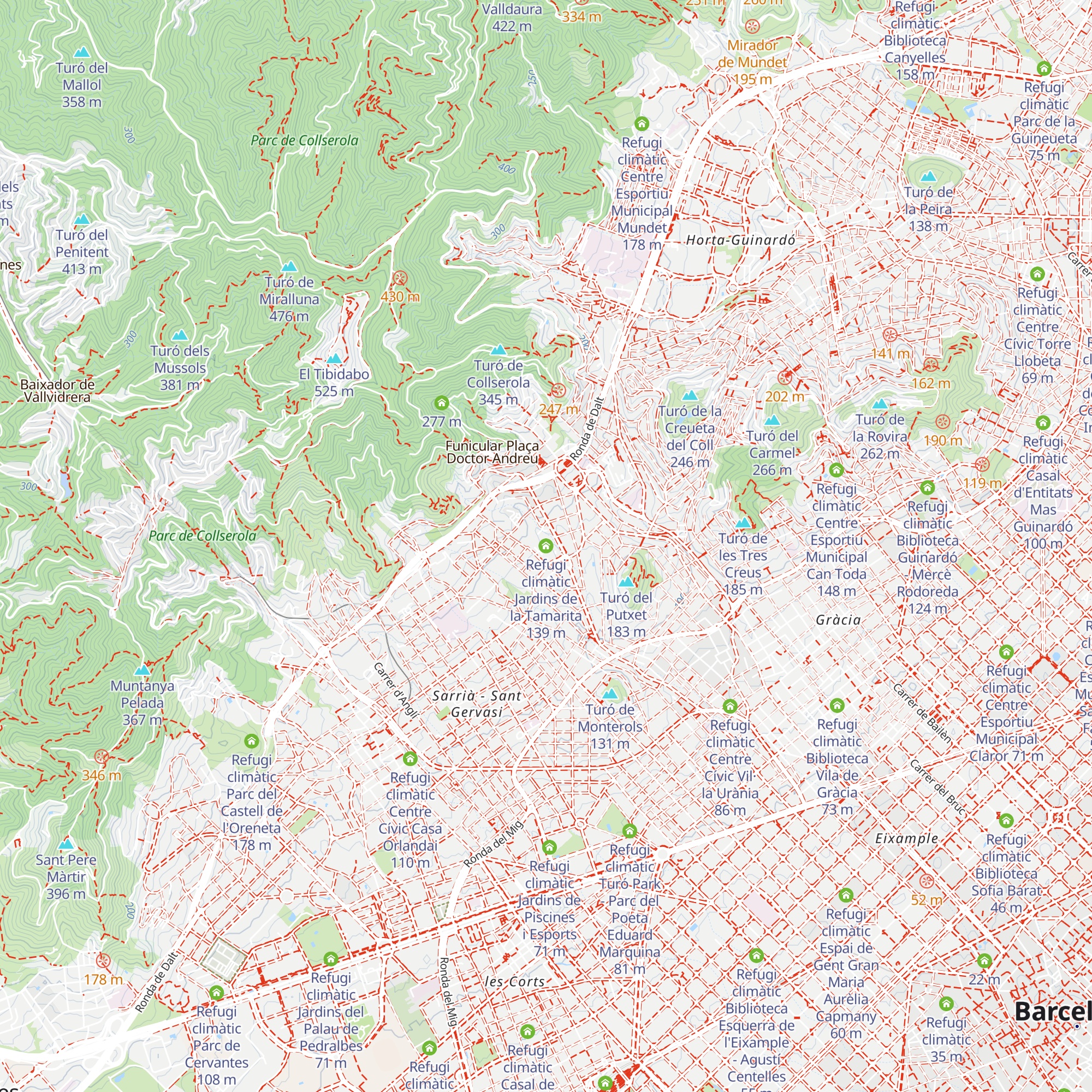 Refugi climàtic Jardins de la Tamarita map