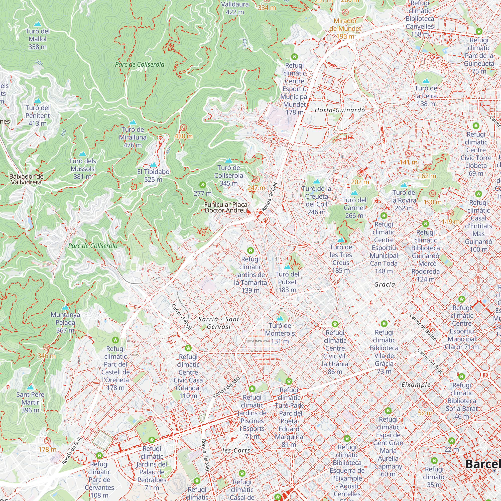 Refugi climàtic Jardins de la Tamarita map