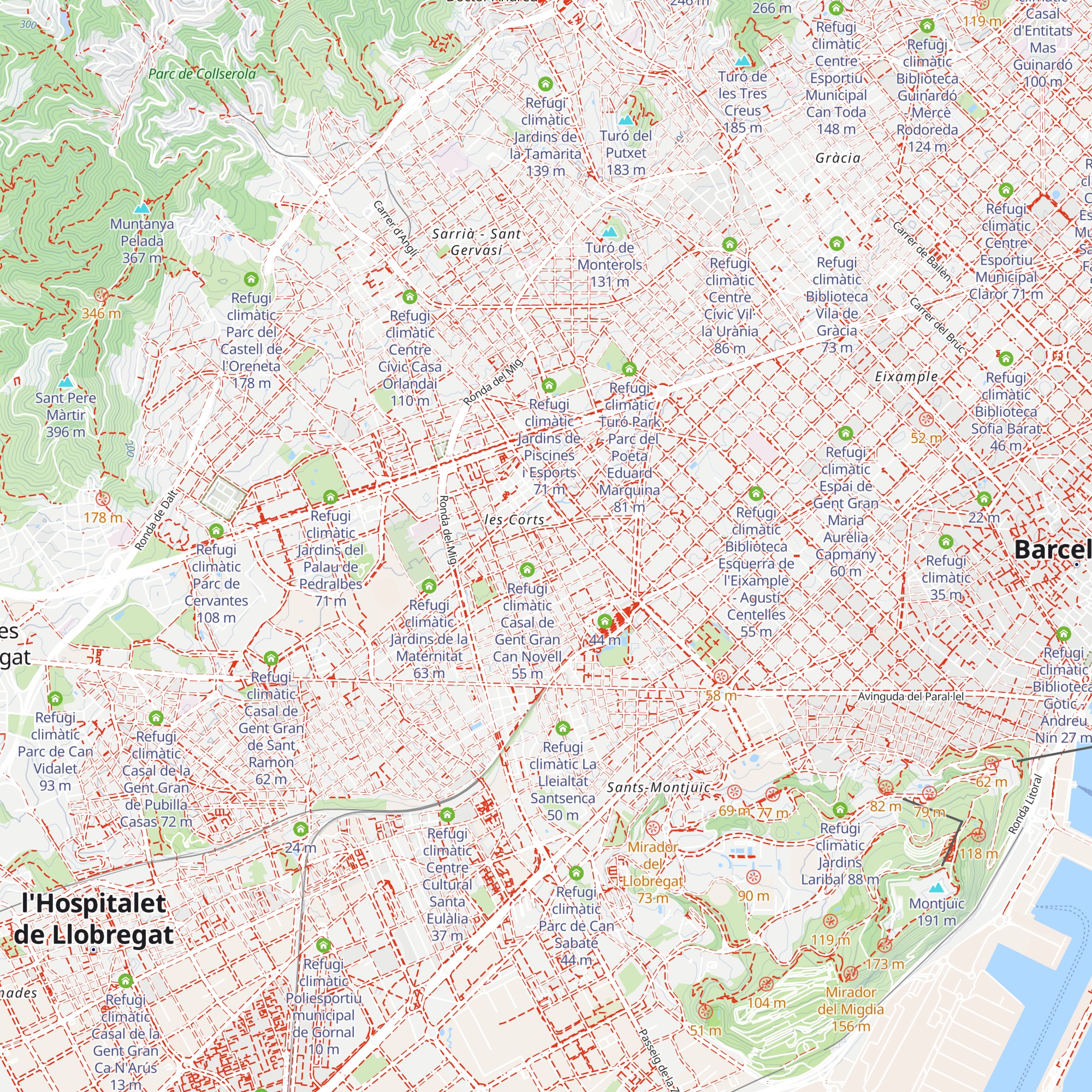 Refugi climàtic Biblioteca Montserrat Abelló map