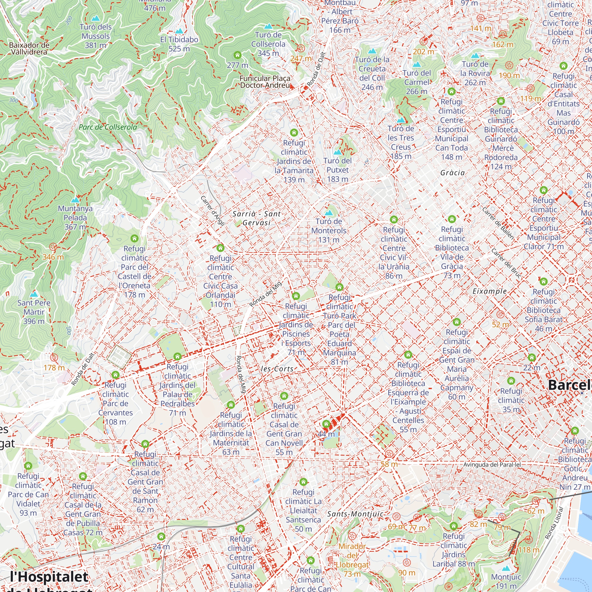 Refugi climàtic Jardins de Piscines i Esports map