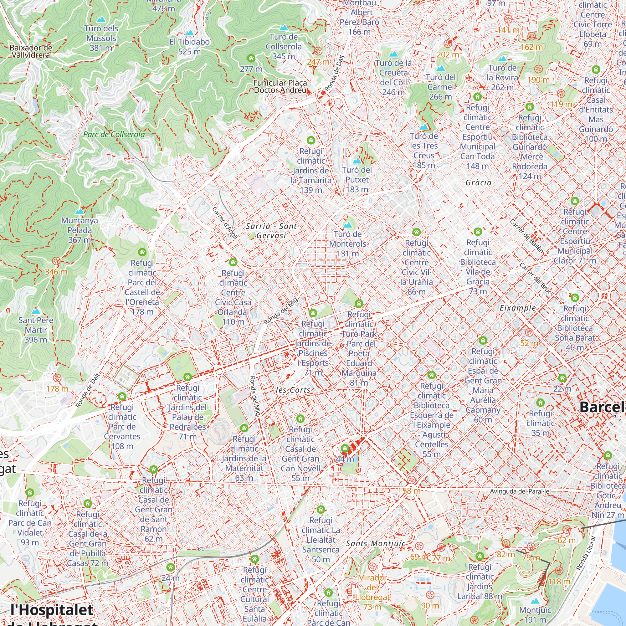 Refugi climàtic Jardins de Piscines i Esports map