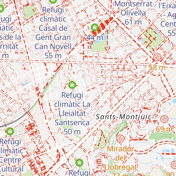 Map of Refugi climàtic Àrea de Joc Infantil a la Plaça de La Farga