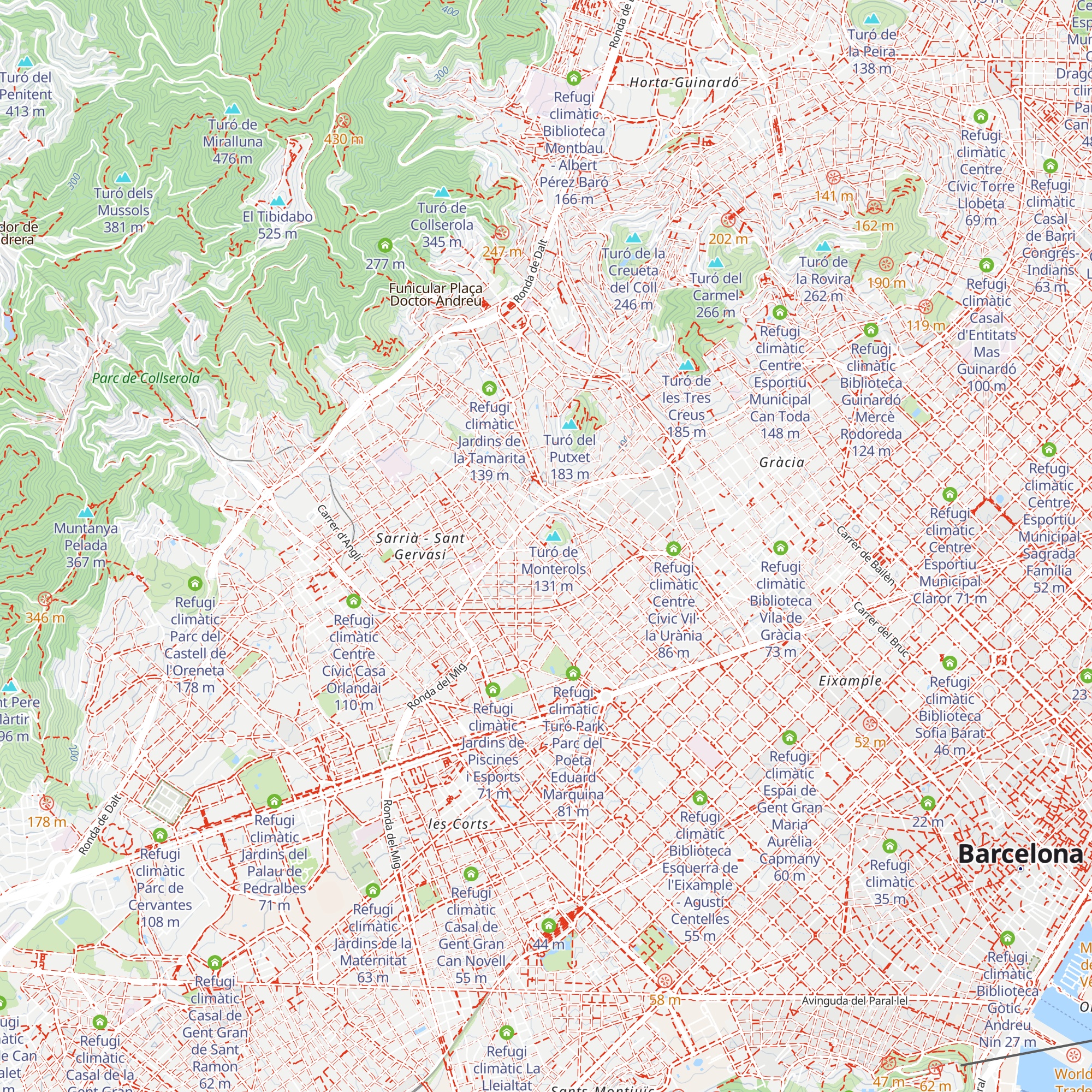 Refugi climàtic Parc de Monterols map
