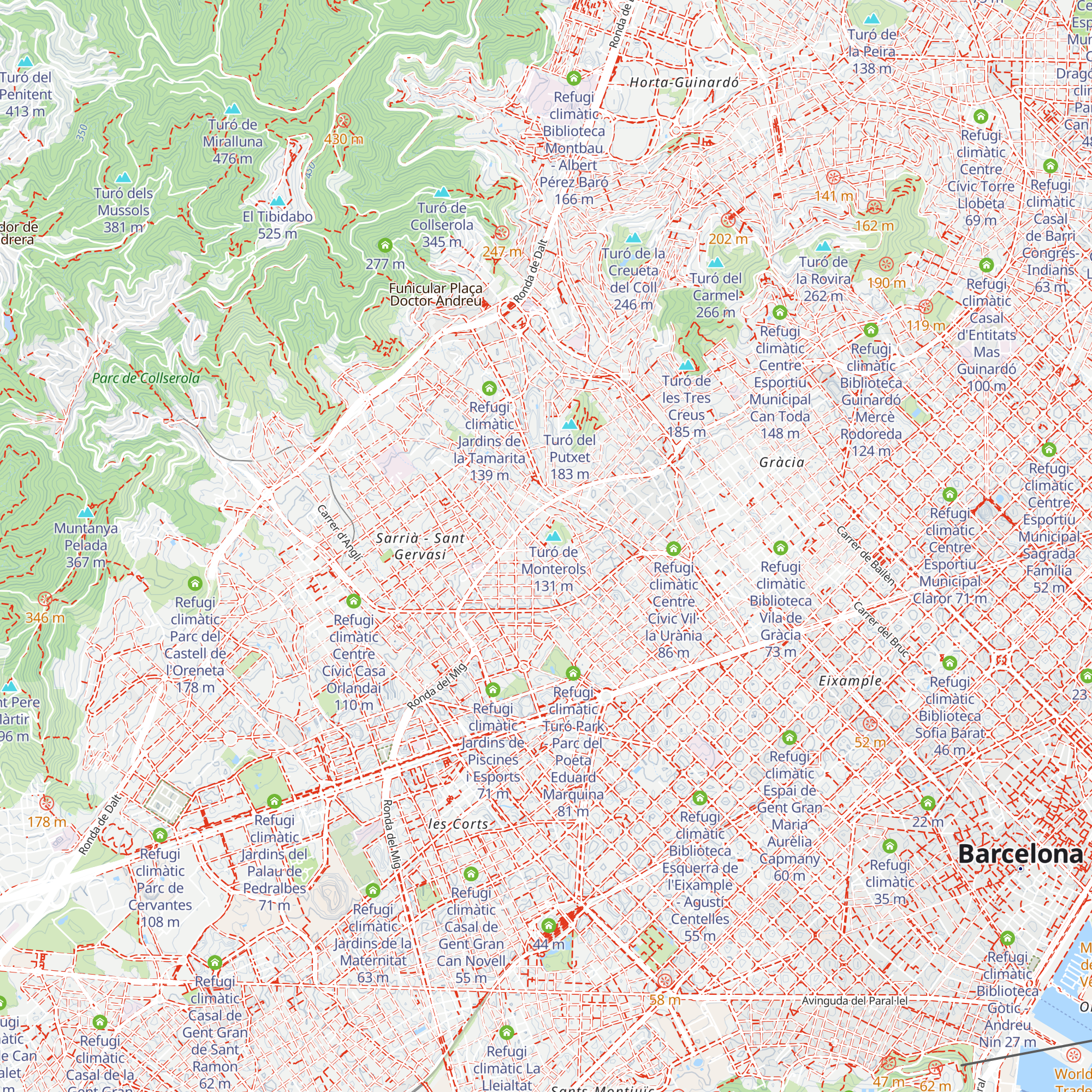 Refugi climàtic Parc de Monterols map