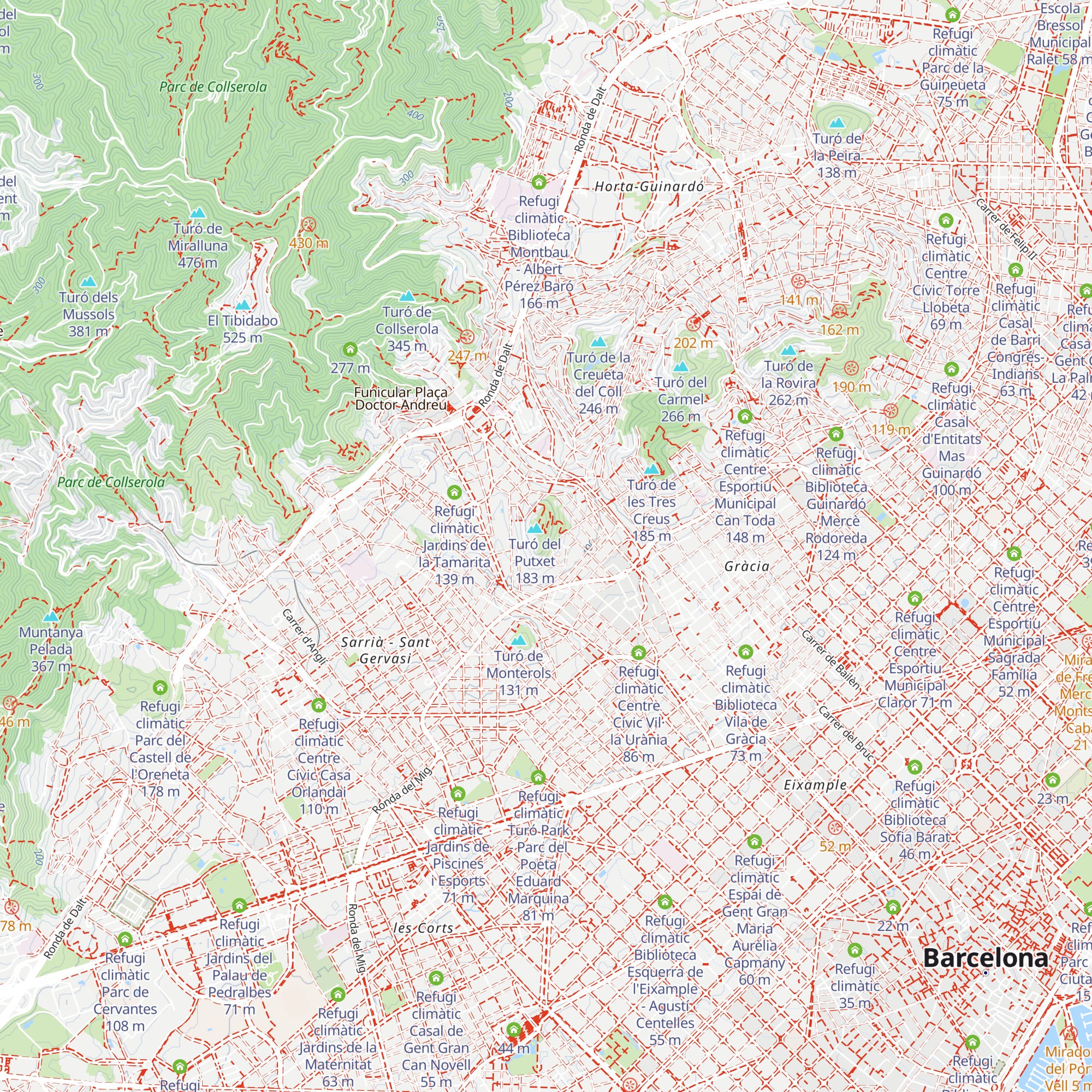 Refugi climàtic Parc Turó del Putget map