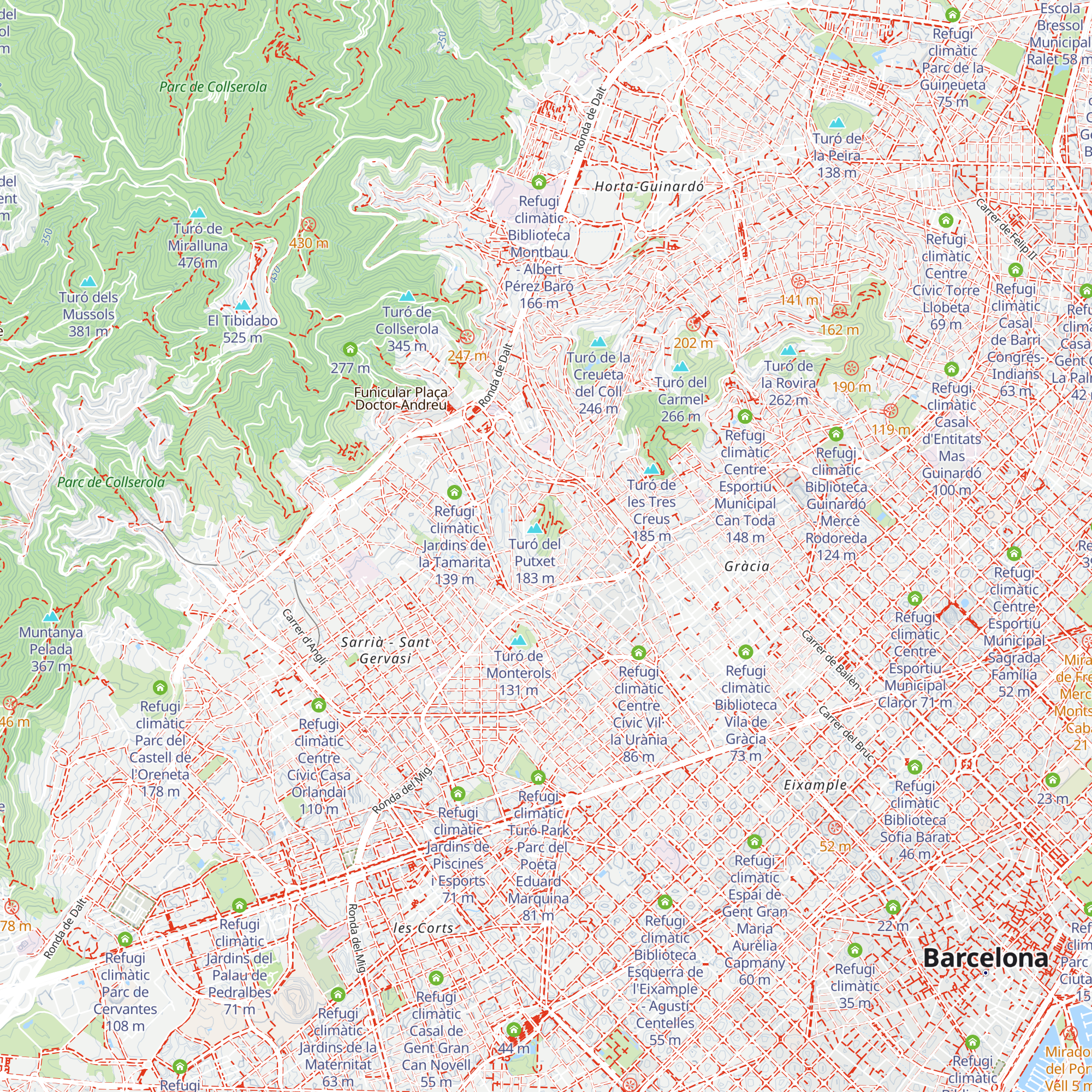 Refugi climàtic Parc Turó del Putget map