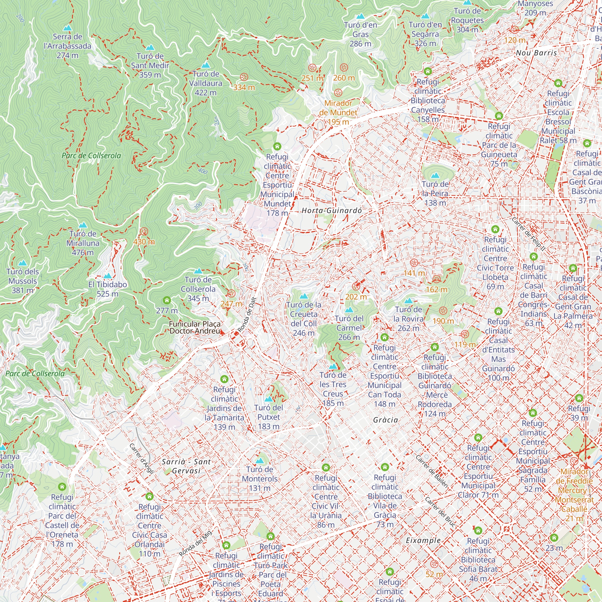 Refugi climàtic Parc de la Creueta del Coll map