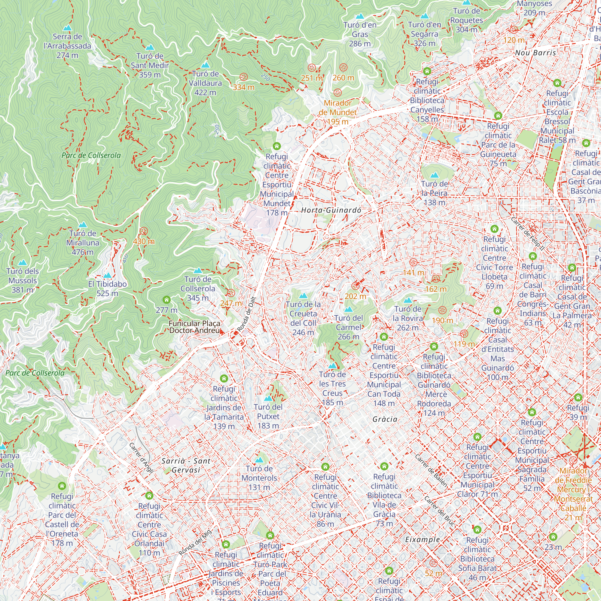 Refugi climàtic Parc de la Creueta del Coll map