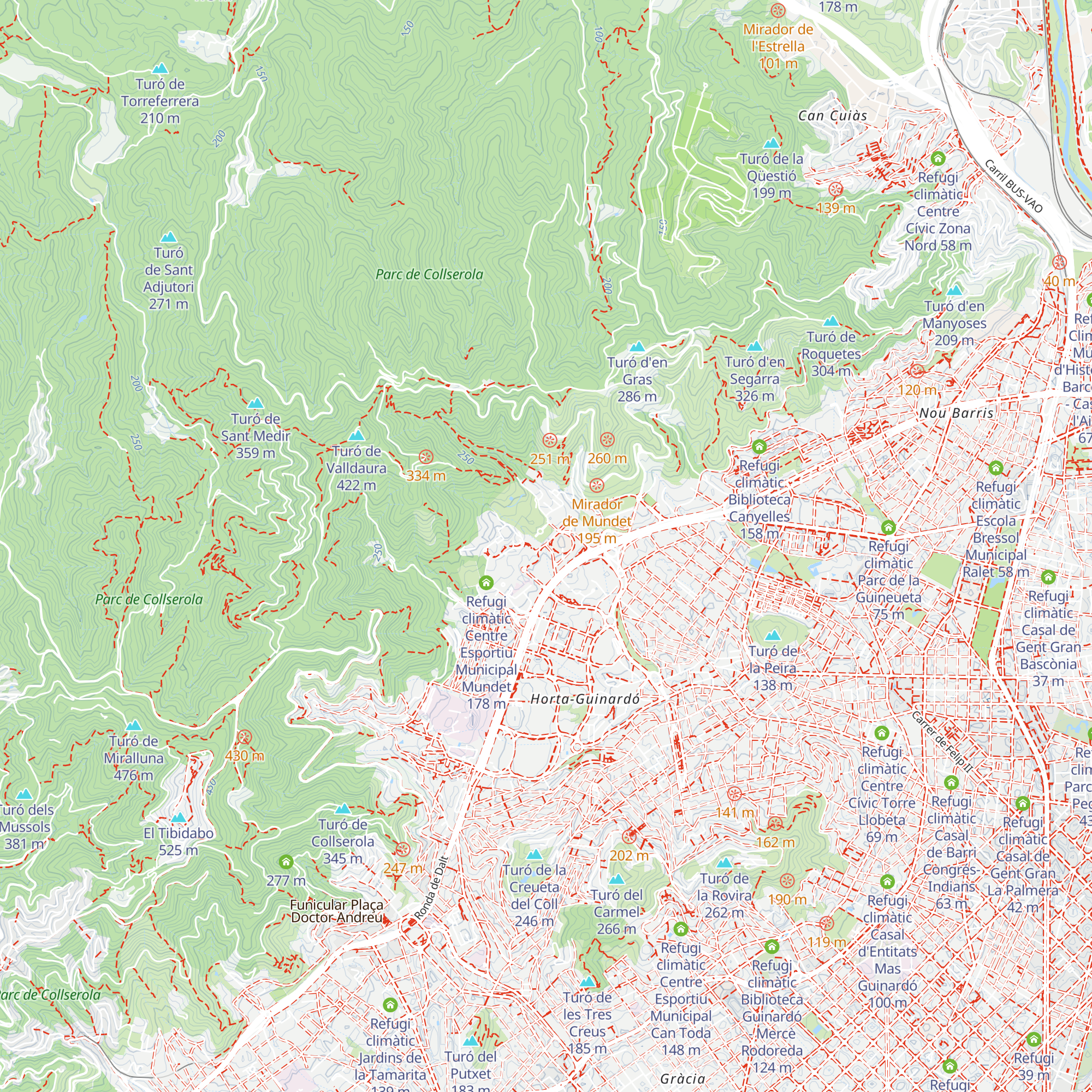 Refugi climàtic Parc del Laberint d'Horta map