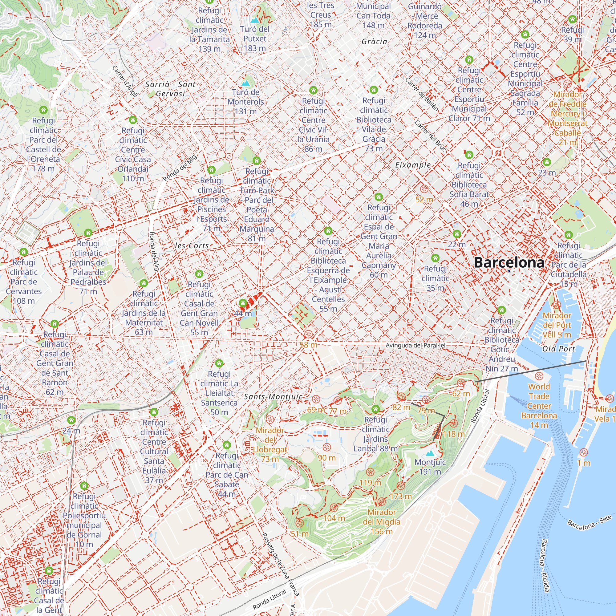 Refugi climàtic Biblioteca Joan Miró map