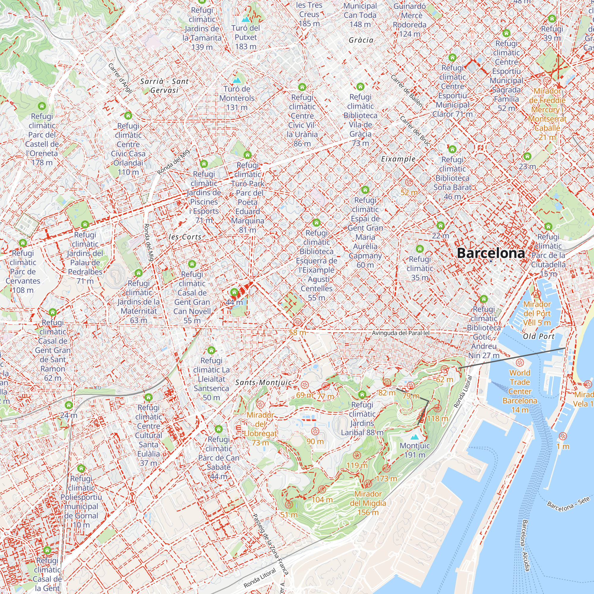 Refugi climàtic Biblioteca Joan Miró map