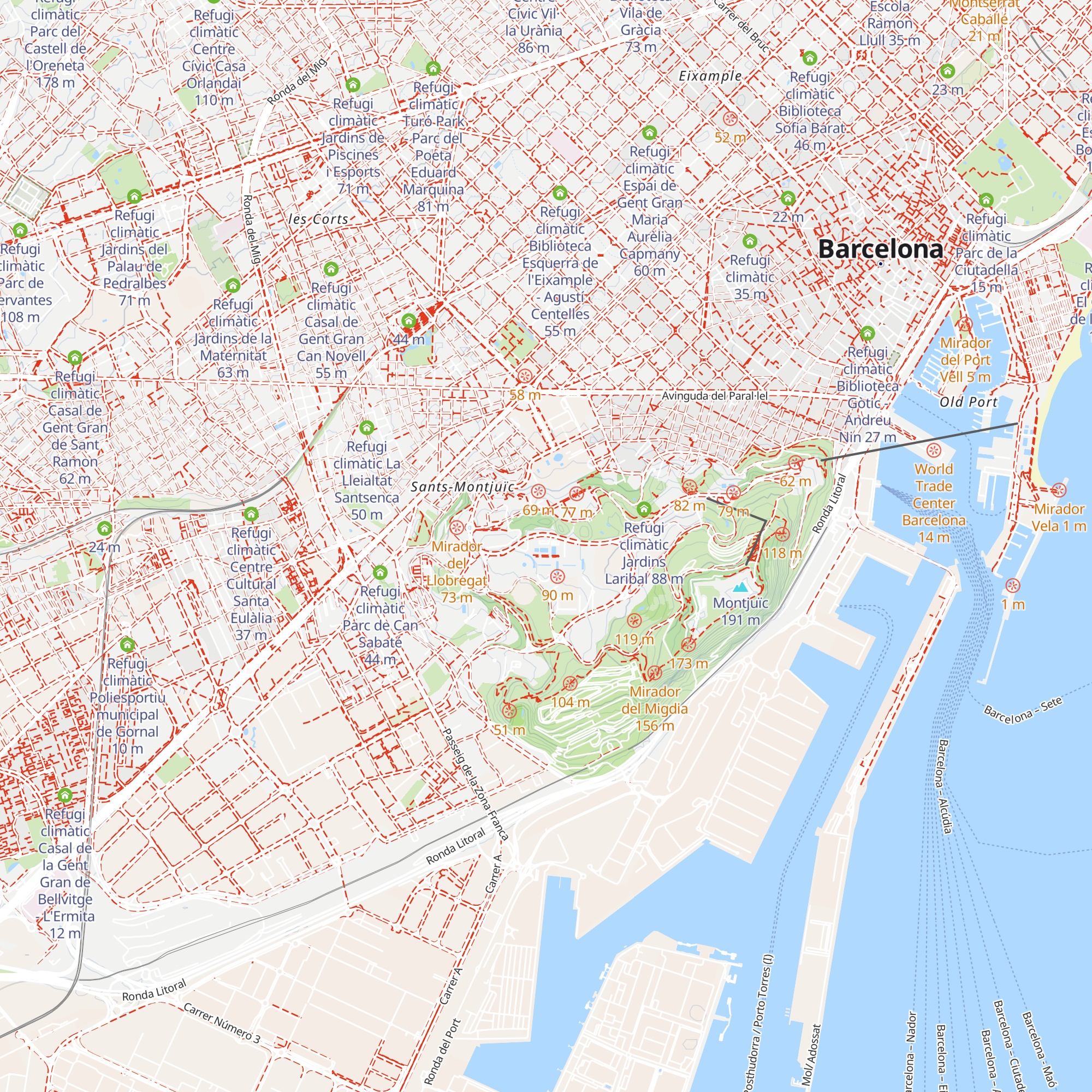 Refugi climàtic Centre Esportiu Municipal Piscines Bernat Picornell map