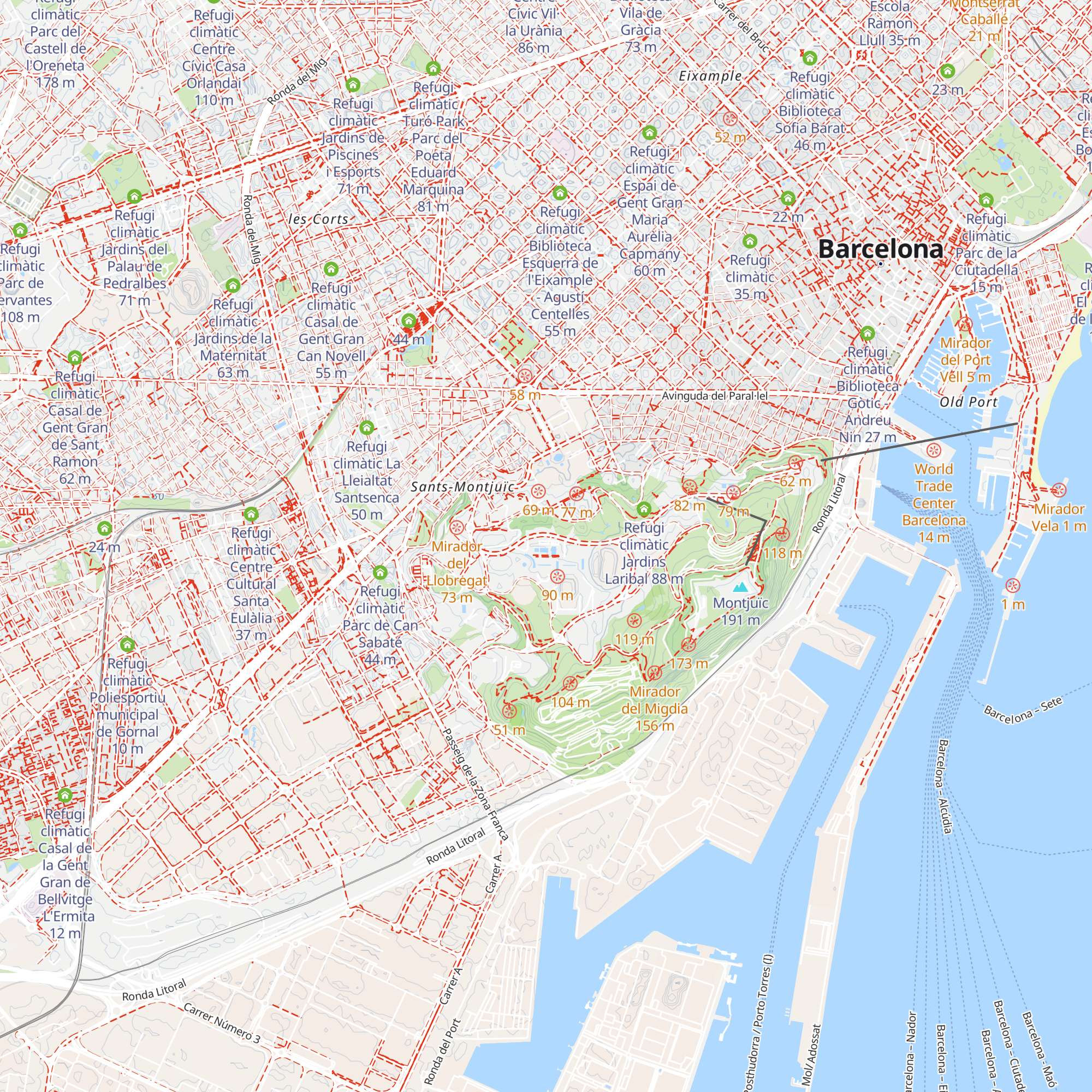 Refugi climàtic Centre Esportiu Municipal Piscines Bernat Picornell map