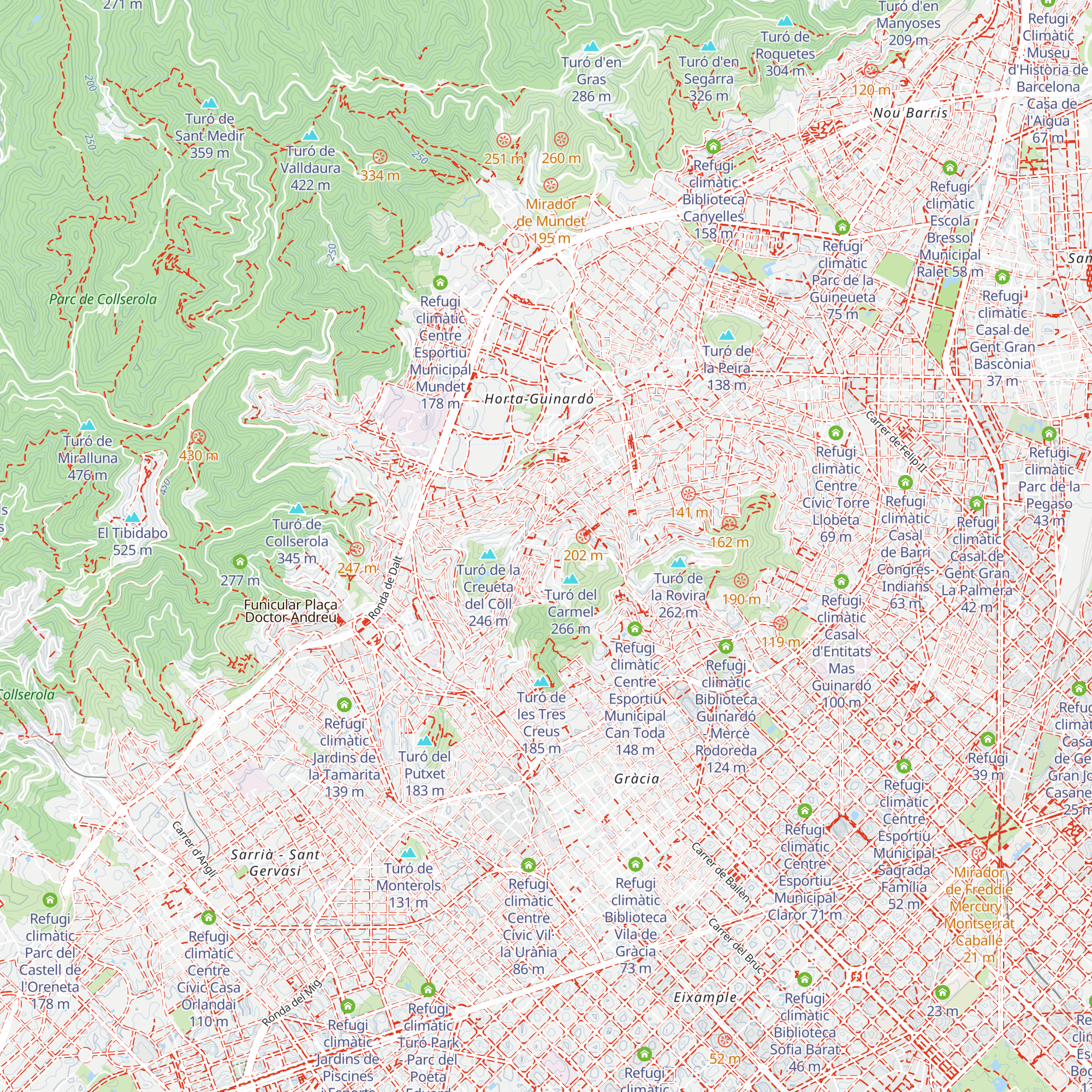Refugi climàtic Centre Cívic El Carmel map