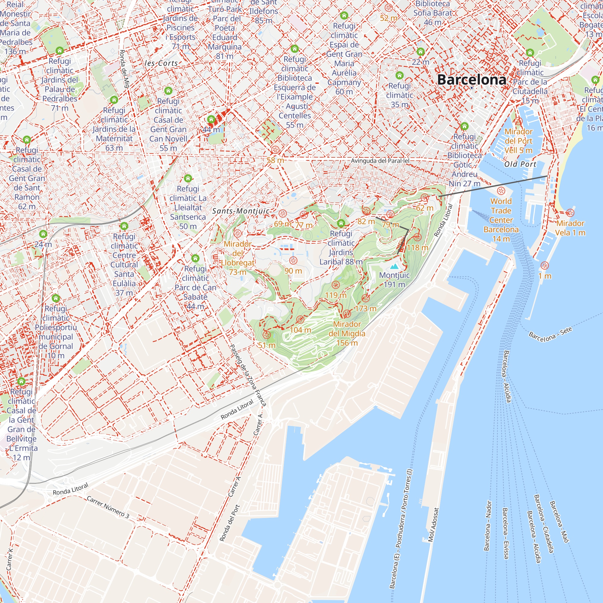 Refugi climàtic Parc del Mirador del Migdia map