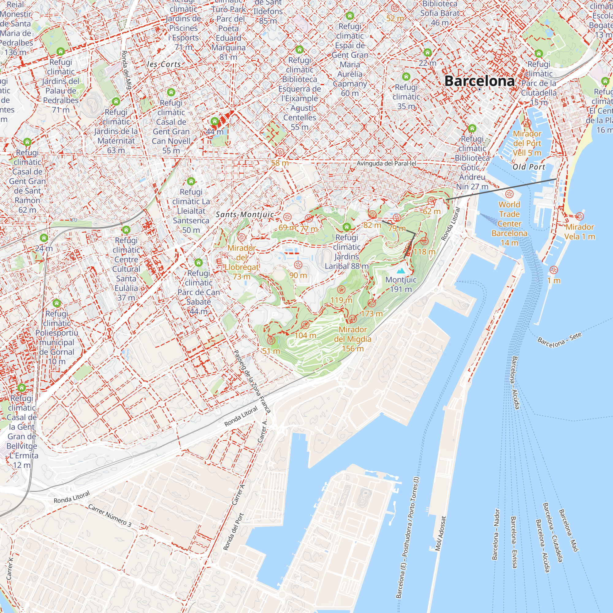 Refugi climàtic Parc del Mirador del Migdia map