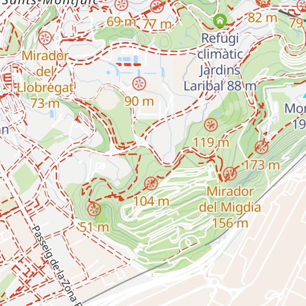 Map of Refugi climàtic Parc del Mirador del Migdia