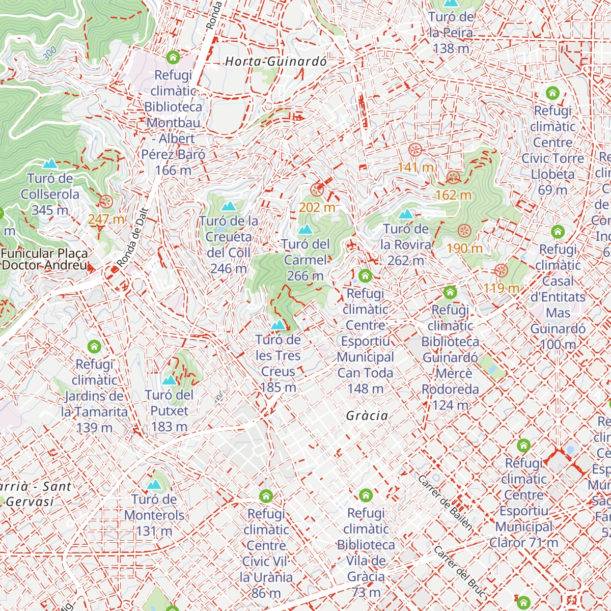 Refugi climàtic Park Güell map