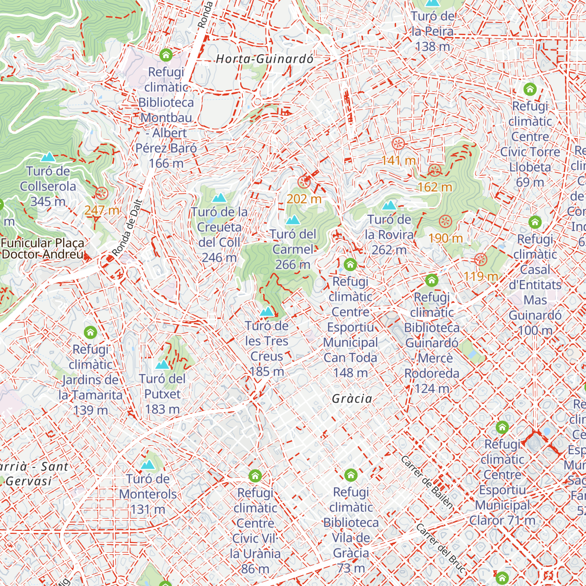 Refugi climàtic Park Güell map
