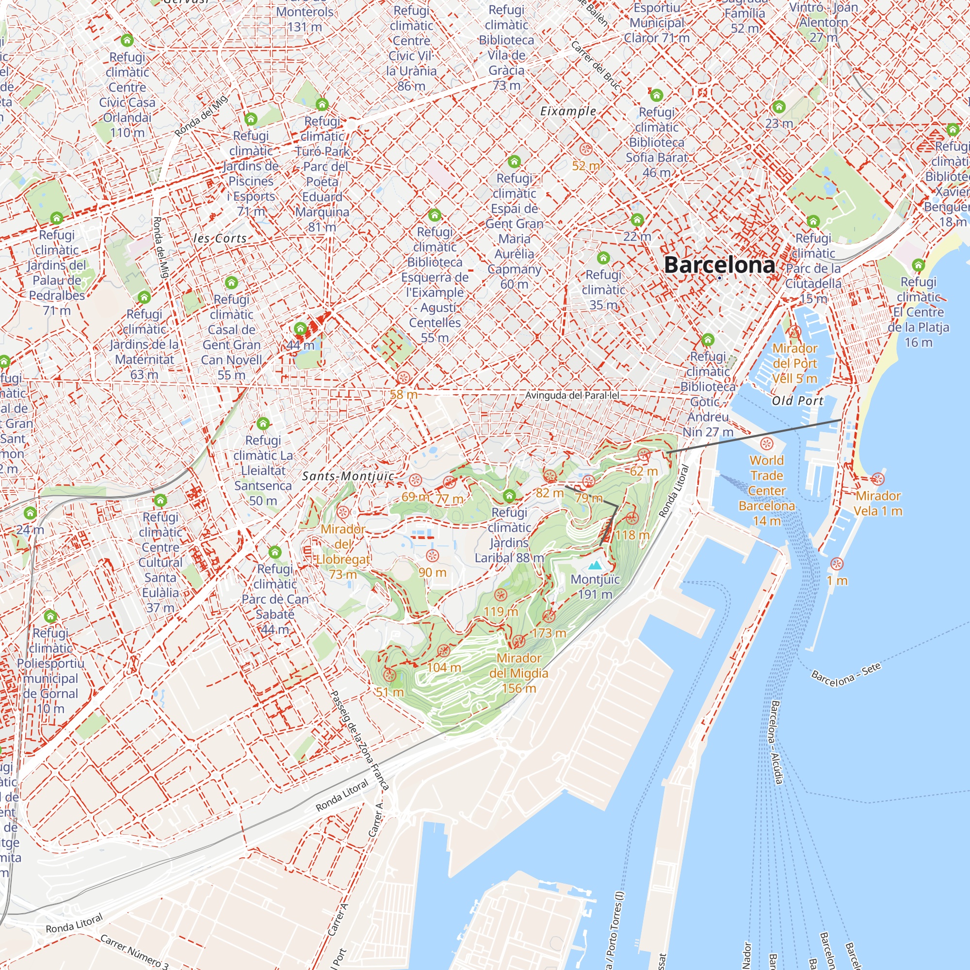 Refugi climàtic Museu Etnològic i de Cultures del Món - Parc Montjuïc map