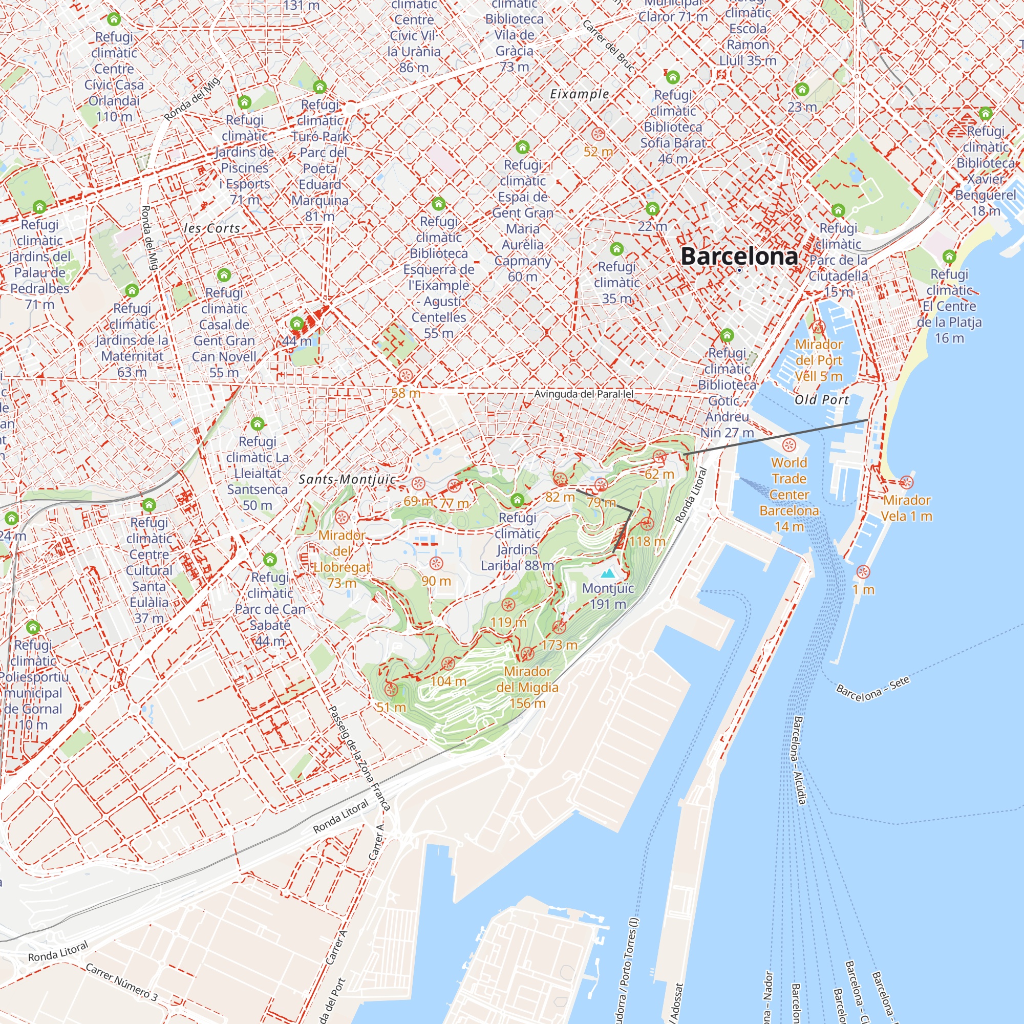 Refugi climàtic Jardí del Passeig Santa Madrona map
